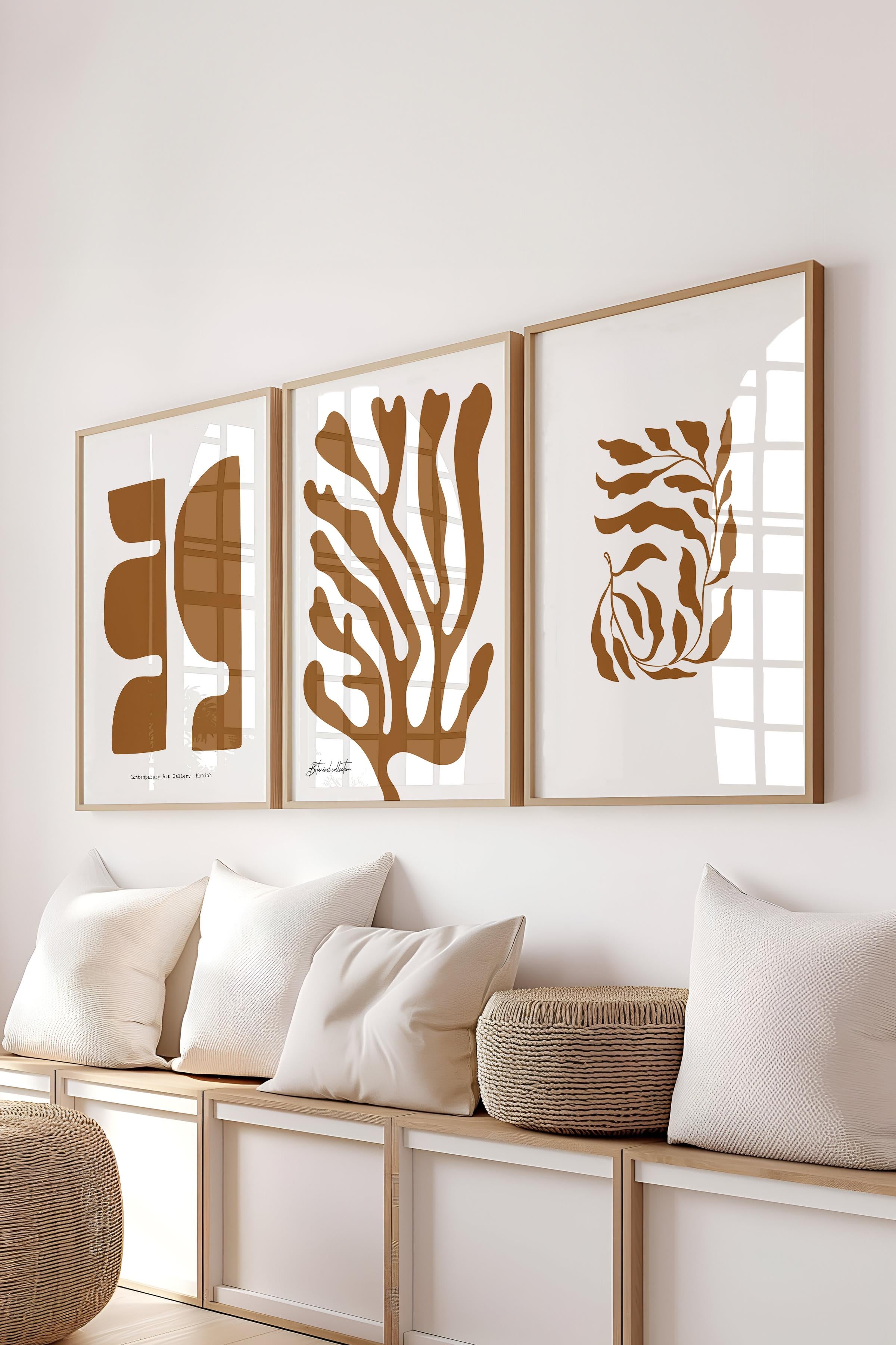 Çerçeveli Tablo Seti, 3 Adet Ahşap Çerçeve ve Minimalist Temalı Poster Seti, No:300560
