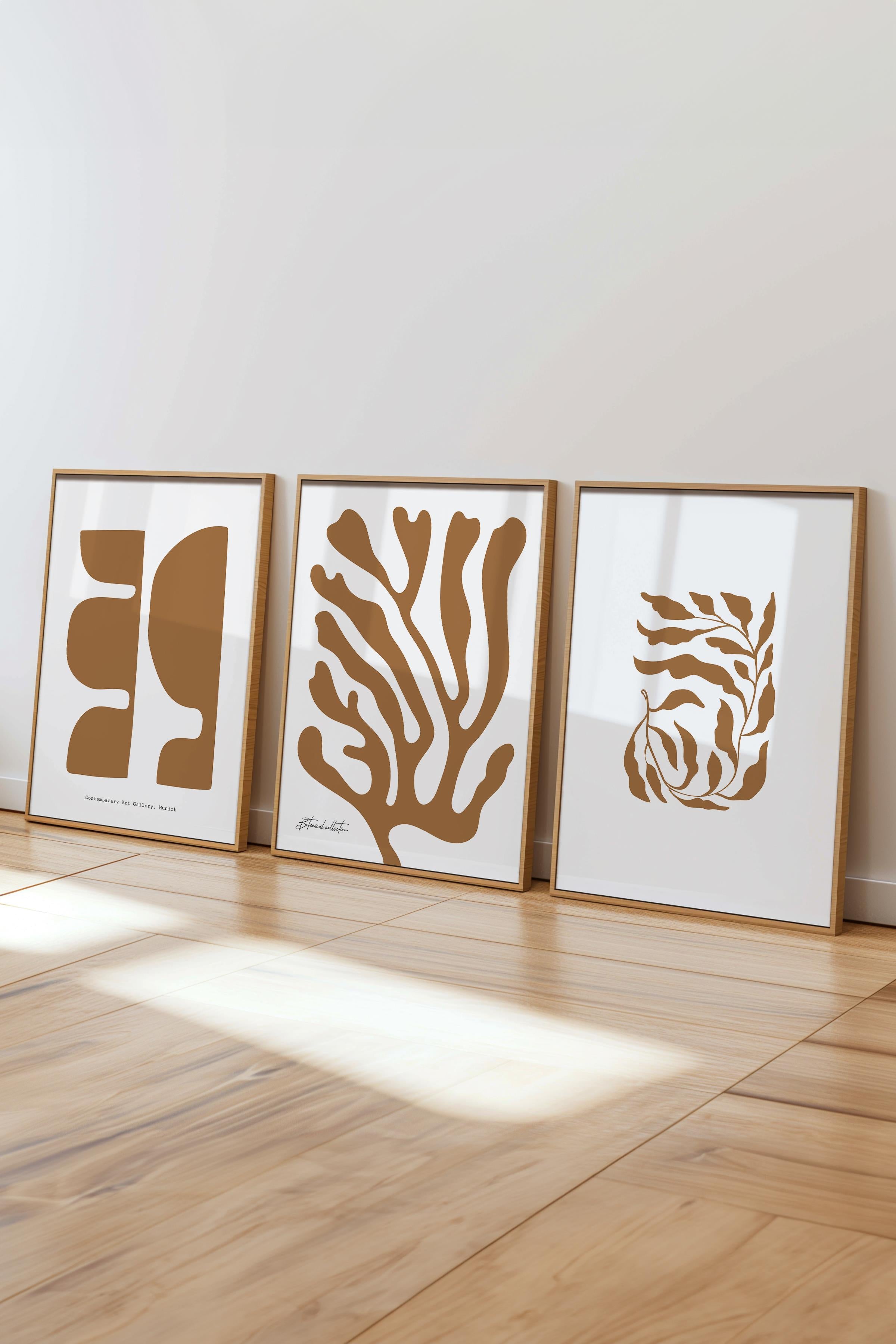 Çerçeveli Tablo Seti, 3 Adet Ahşap Çerçeve ve Minimalist Temalı Poster Seti, No:300560