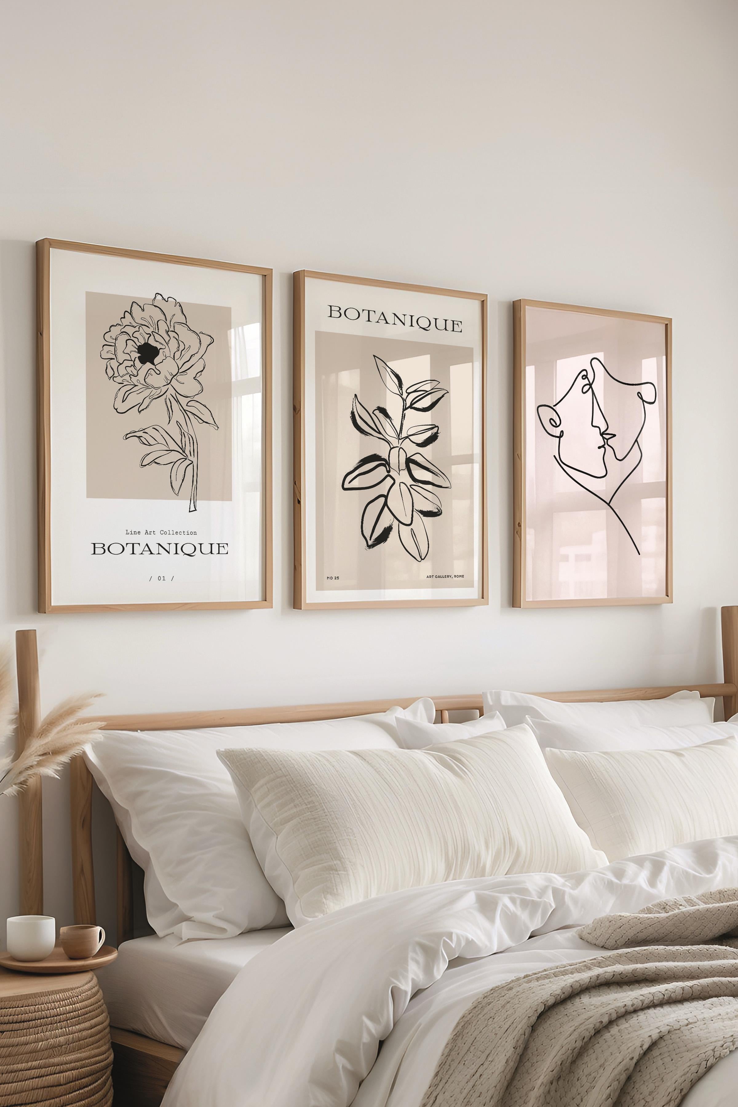 Çerçeveli Tablo Seti, 3 Adet Ahşap Çerçeve ve Minimalist Temalı Poster Seti, No:300561