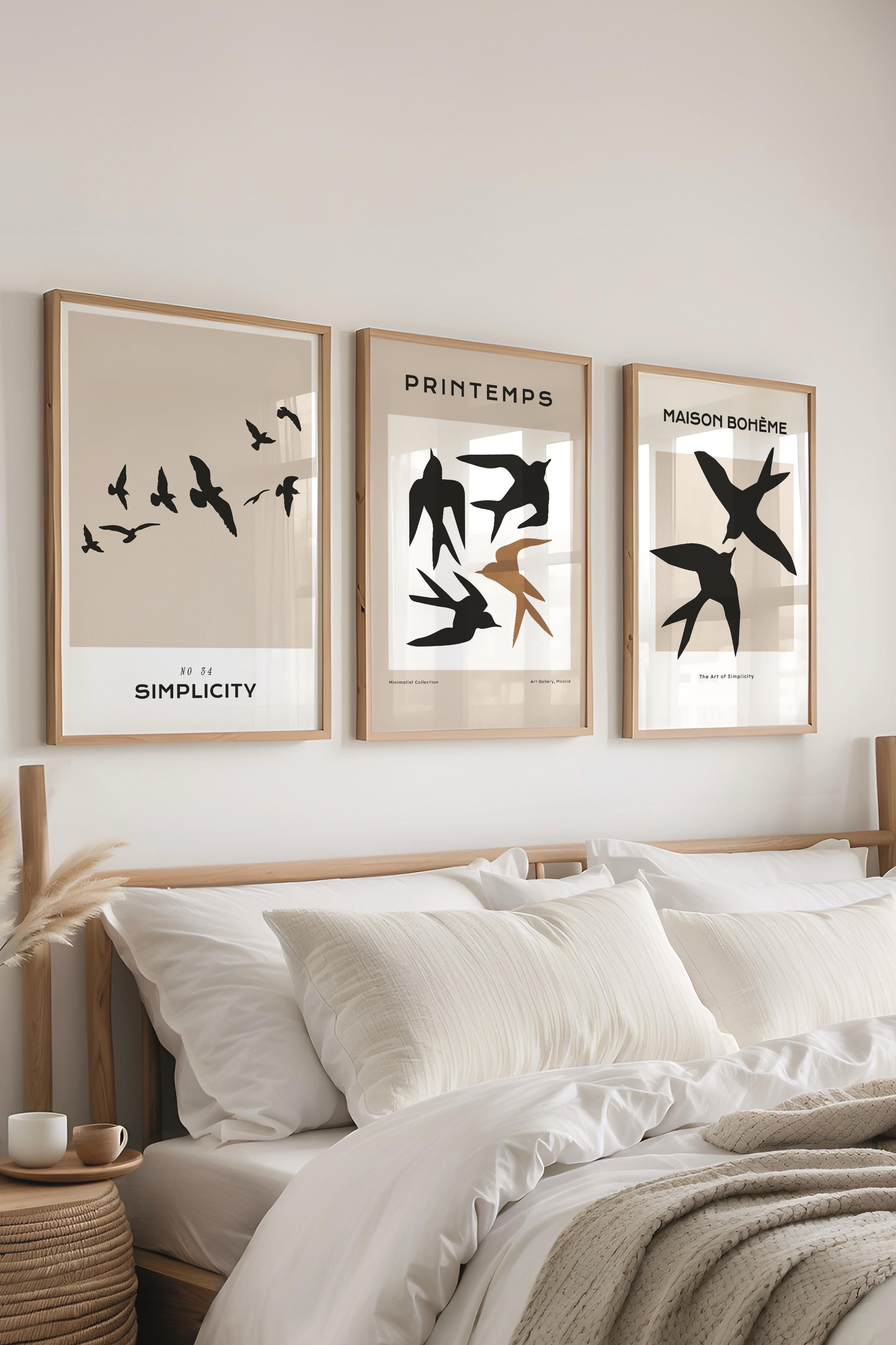 Çerçeveli Tablo Seti, 3 Adet Ahşap Çerçeve ve Minimalist Temalı Poster Seti, No:300562