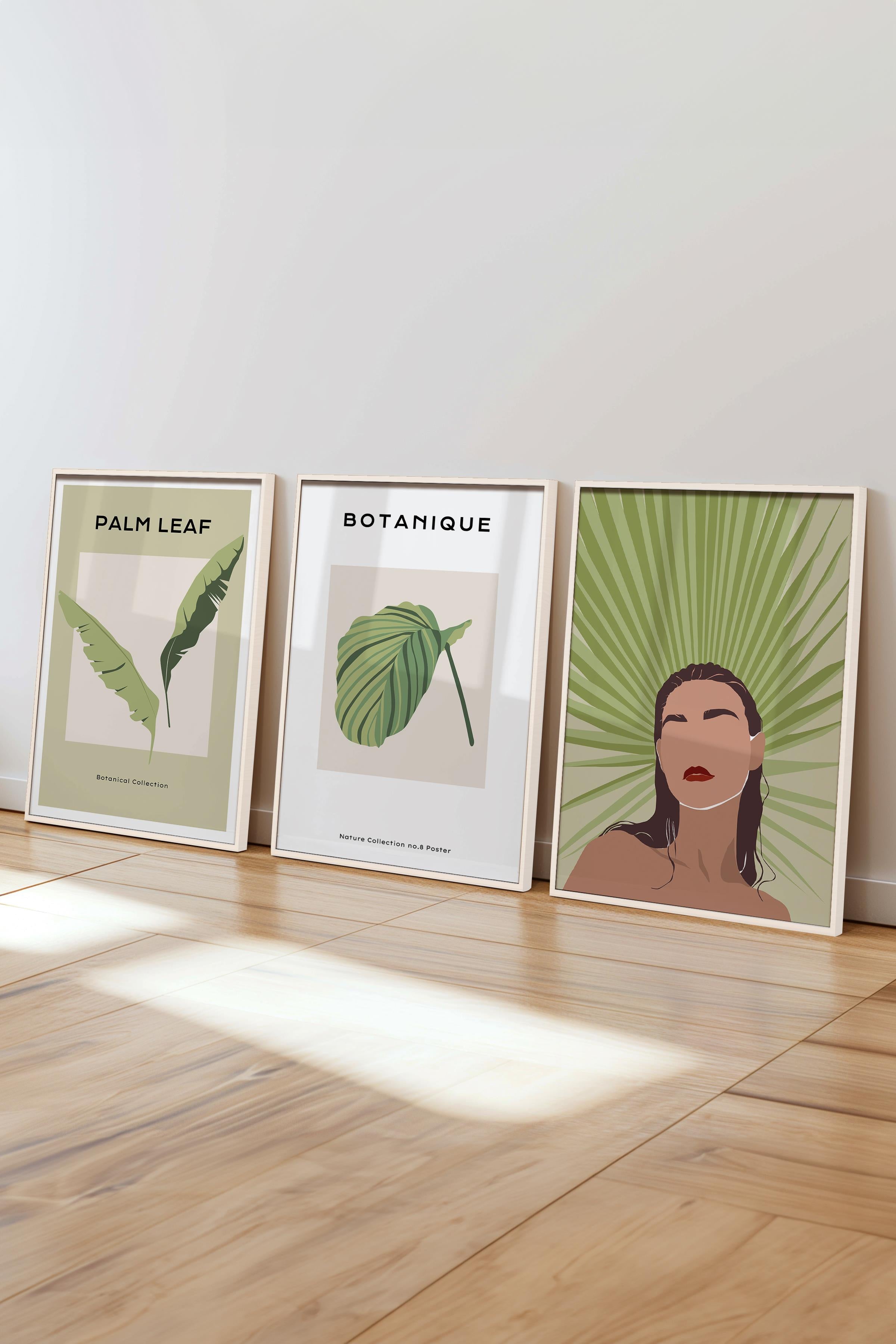 Çerçeveli Tablo Seti, 3 Adet Beyaz Çerçeve ve Minimalist Çizim Temalı Poster Seti, No:300615