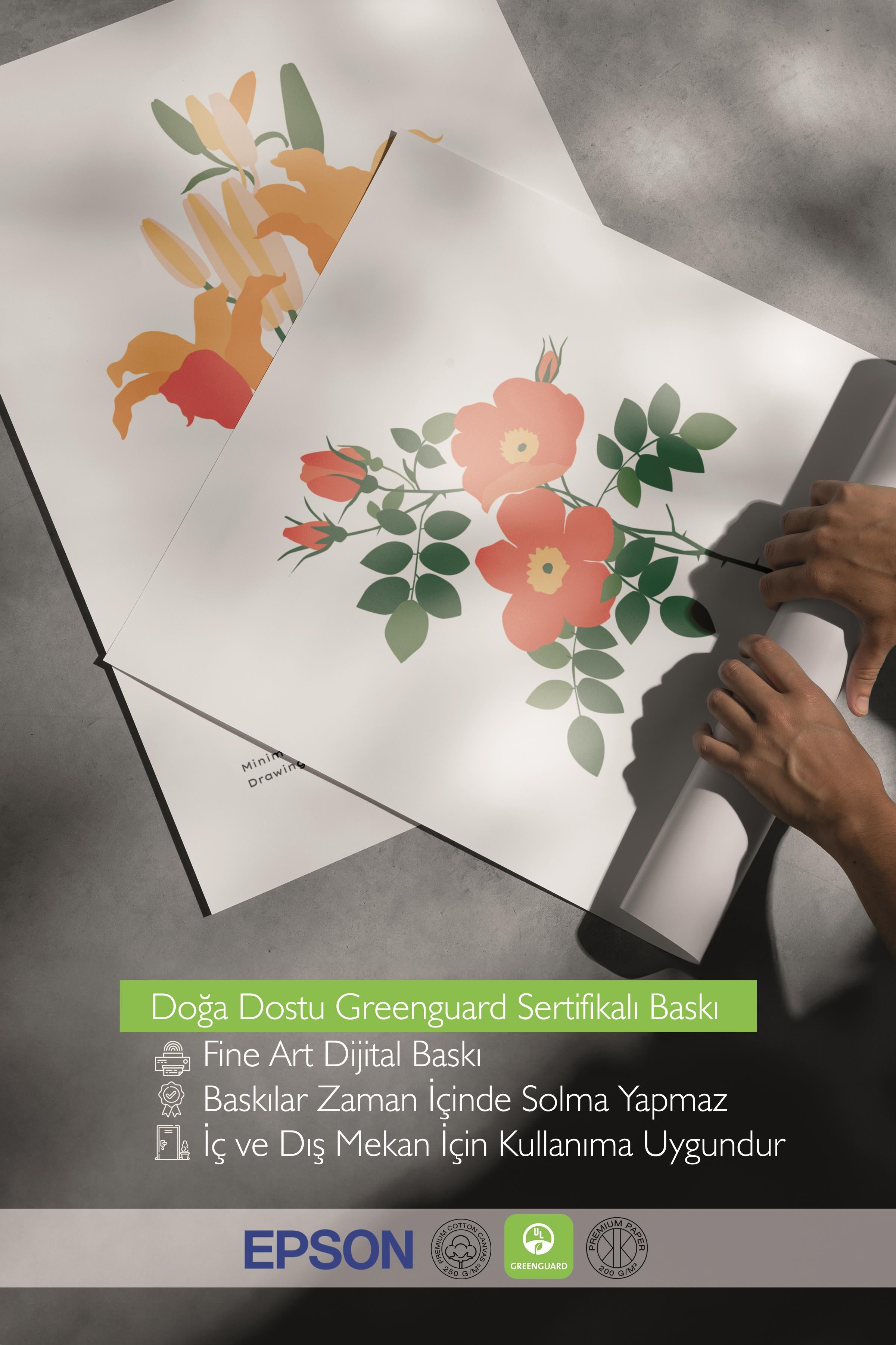 Çerçeveli Tablo Seti, 3 Adet Siyah Çerçeve ve Minimalist Botanik Temalı Poster Seti, No:300476