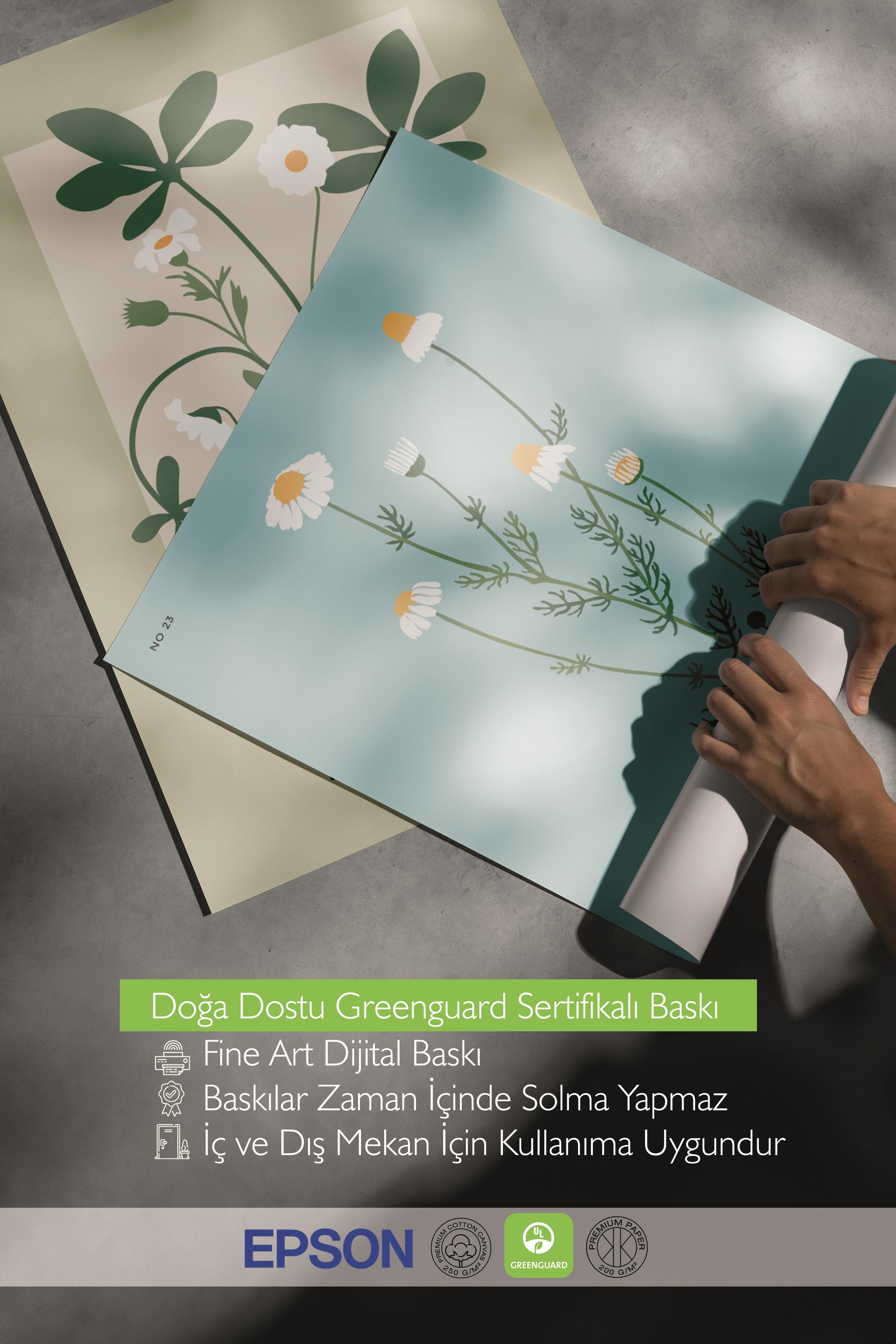 Çerçeveli Tablo Seti, 3 Adet Siyah Çerçeve ve Minimalist Çiçekler Temalı Poster Seti, No:300484