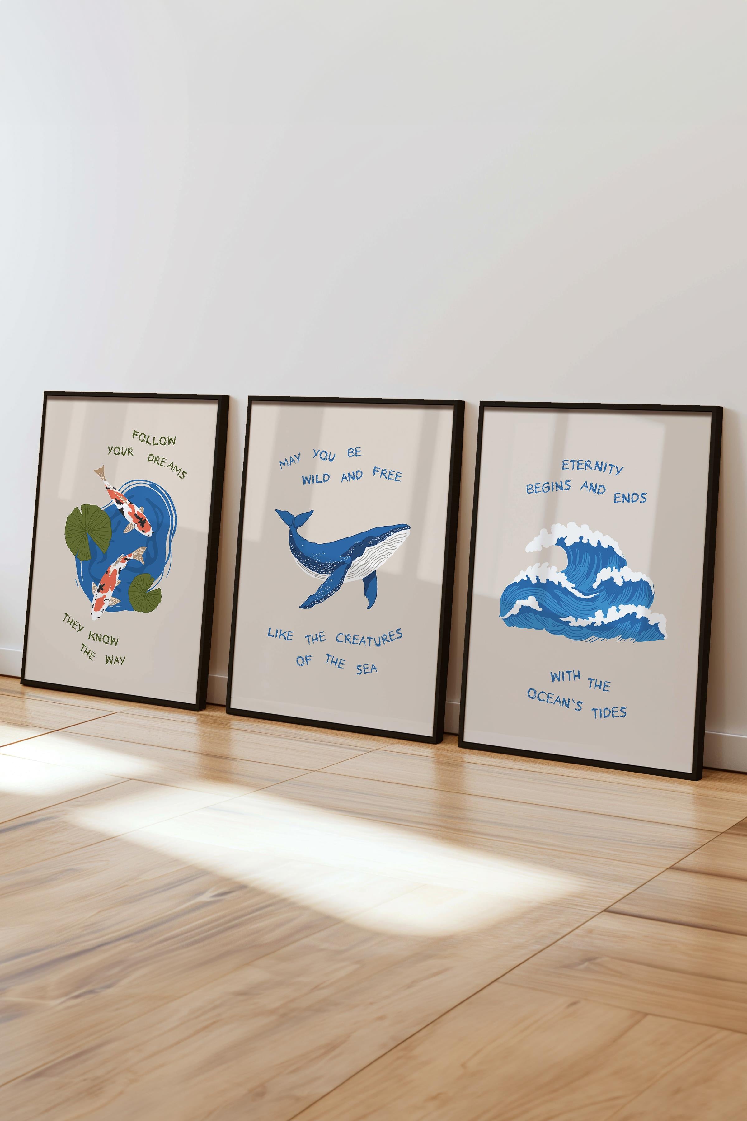 Çerçeveli Tablo Seti, 3 Adet Siyah Çerçeve ve Minimalist Çizim Temalı Poster Seti, No:300528