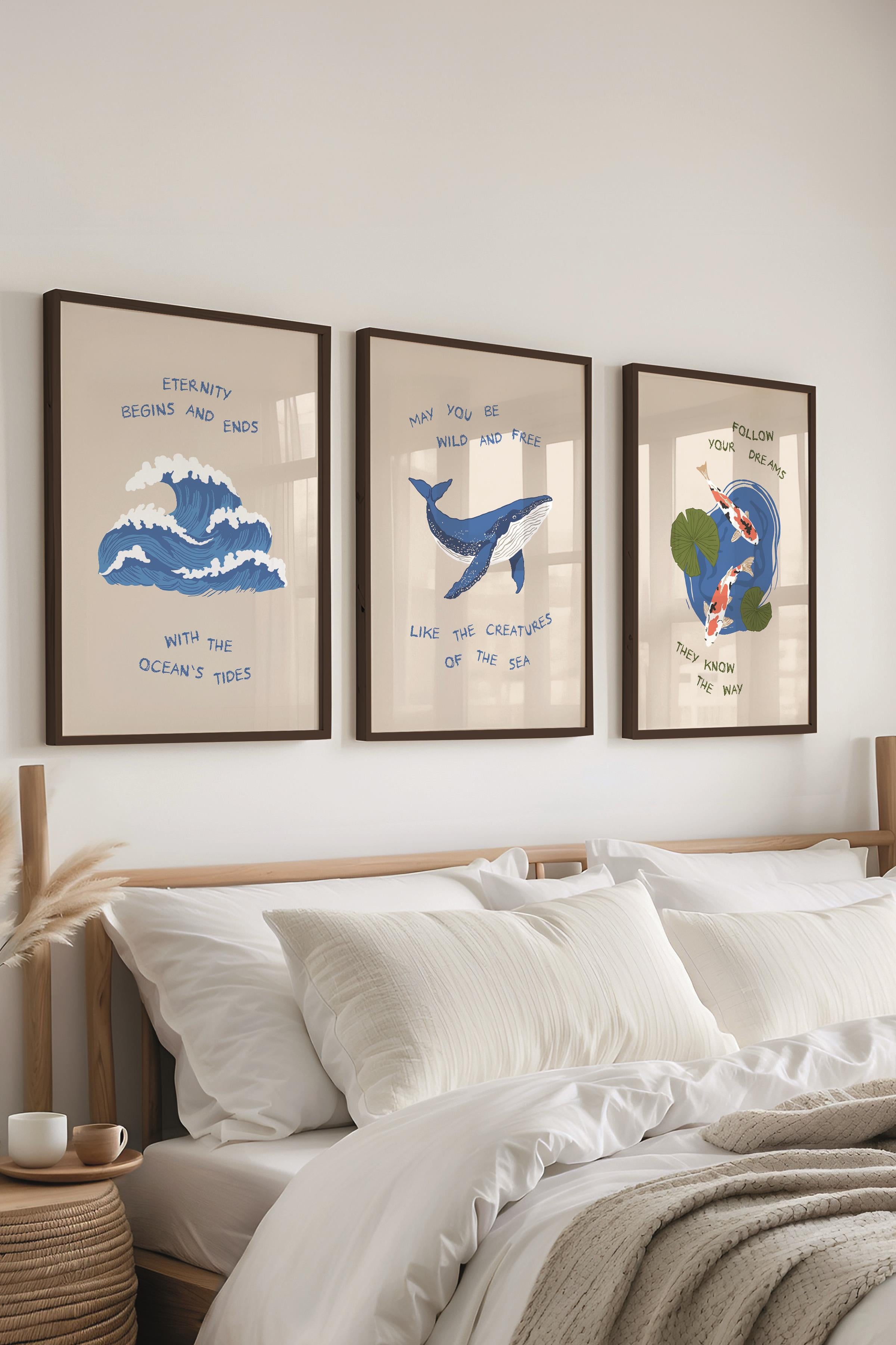 Çerçeveli Tablo Seti, 3 Adet Siyah Çerçeve ve Minimalist Çizim Temalı Poster Seti, No:300528