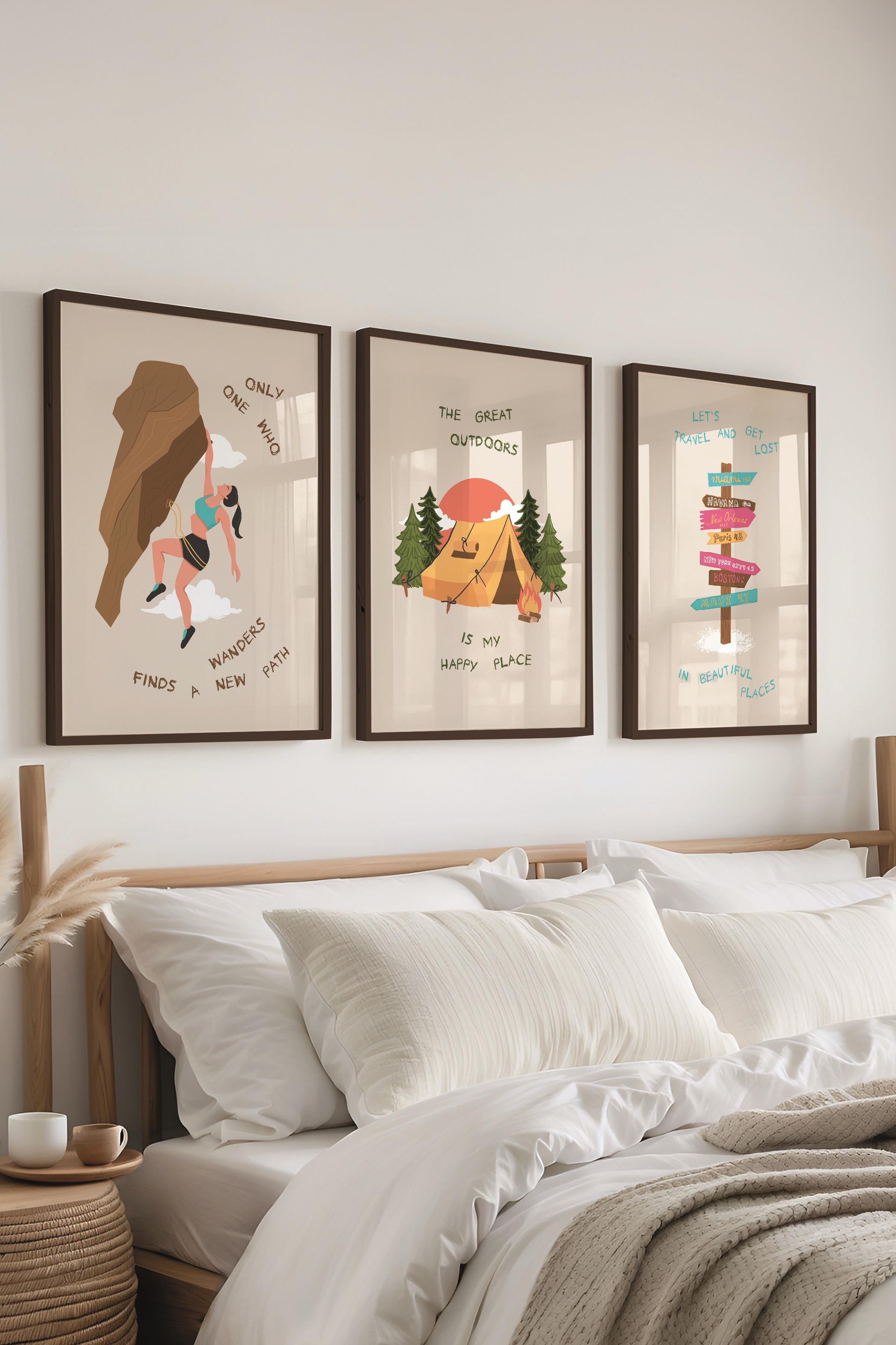 Çerçeveli Tablo Seti, 3 Adet Siyah Çerçeve ve Minimalist Çizim Temalı Poster Seti, No:300530