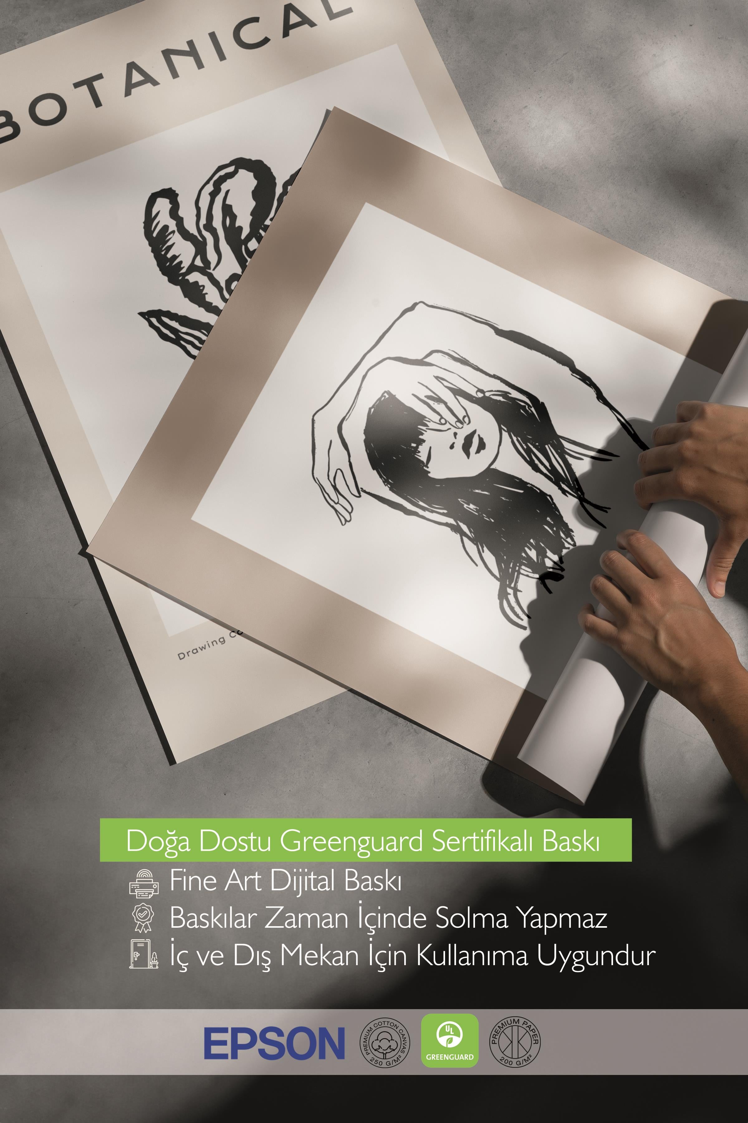 Çerçeveli Tablo Seti, 3 Adet Siyah Çerçeve ve Minimalist Çizim Temalı Poster Seti, No:300600