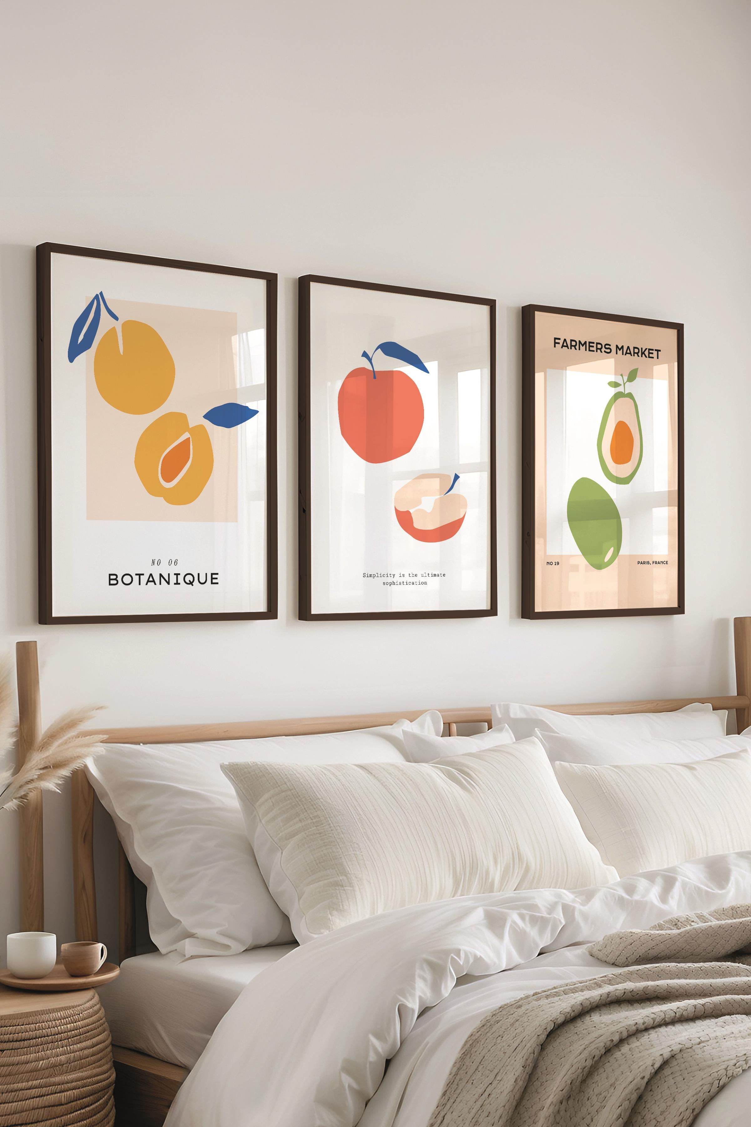 Çerçeveli Tablo Seti, 3 Adet Siyah Çerçeve ve Minimalist Temalı Poster Seti, Duvar Tablosu No:300455