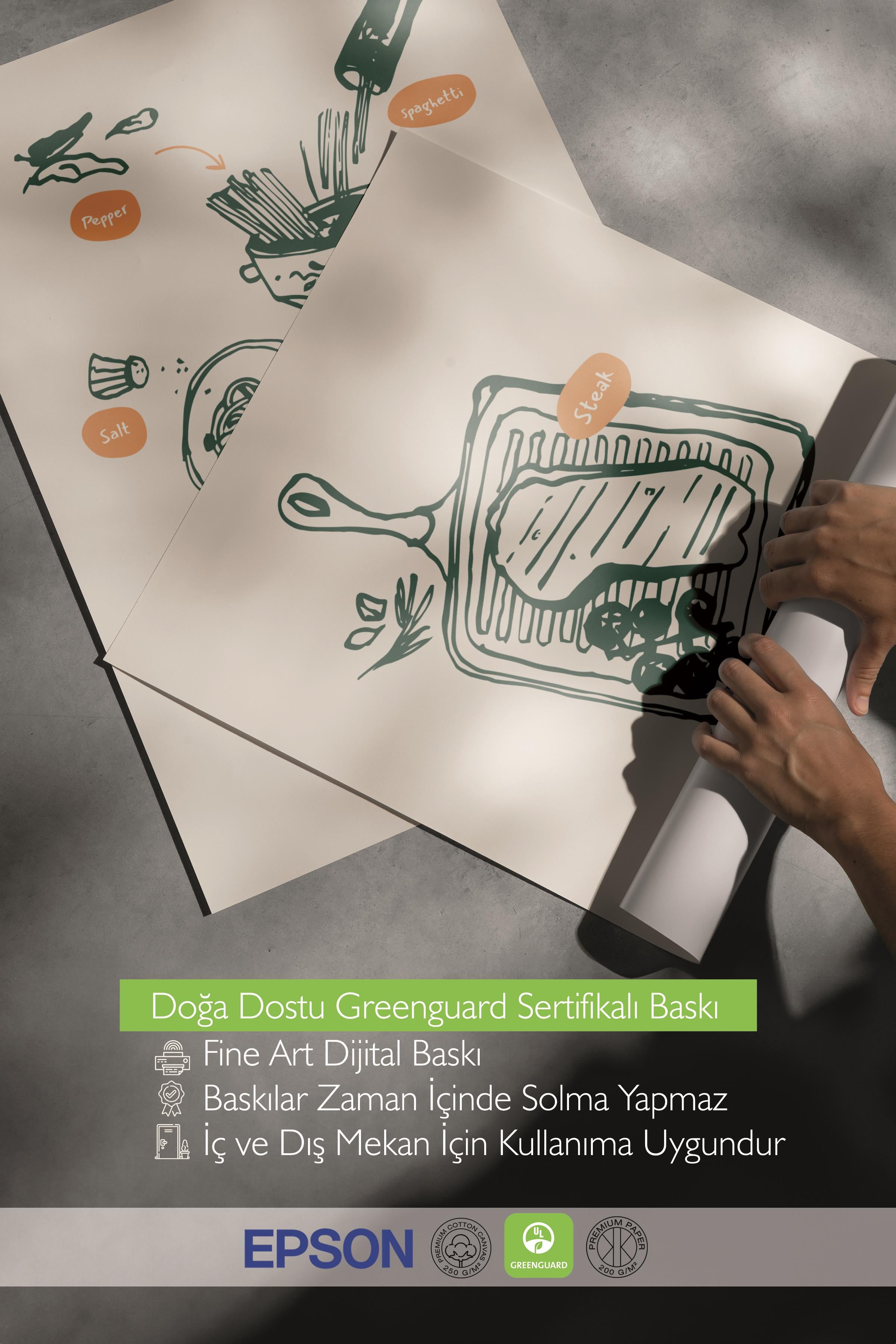 Çerçeveli Tablo Seti, 3 Adet Siyah Çerçeve ve Minimalist Yemek Temalı Poster Seti, No:300549