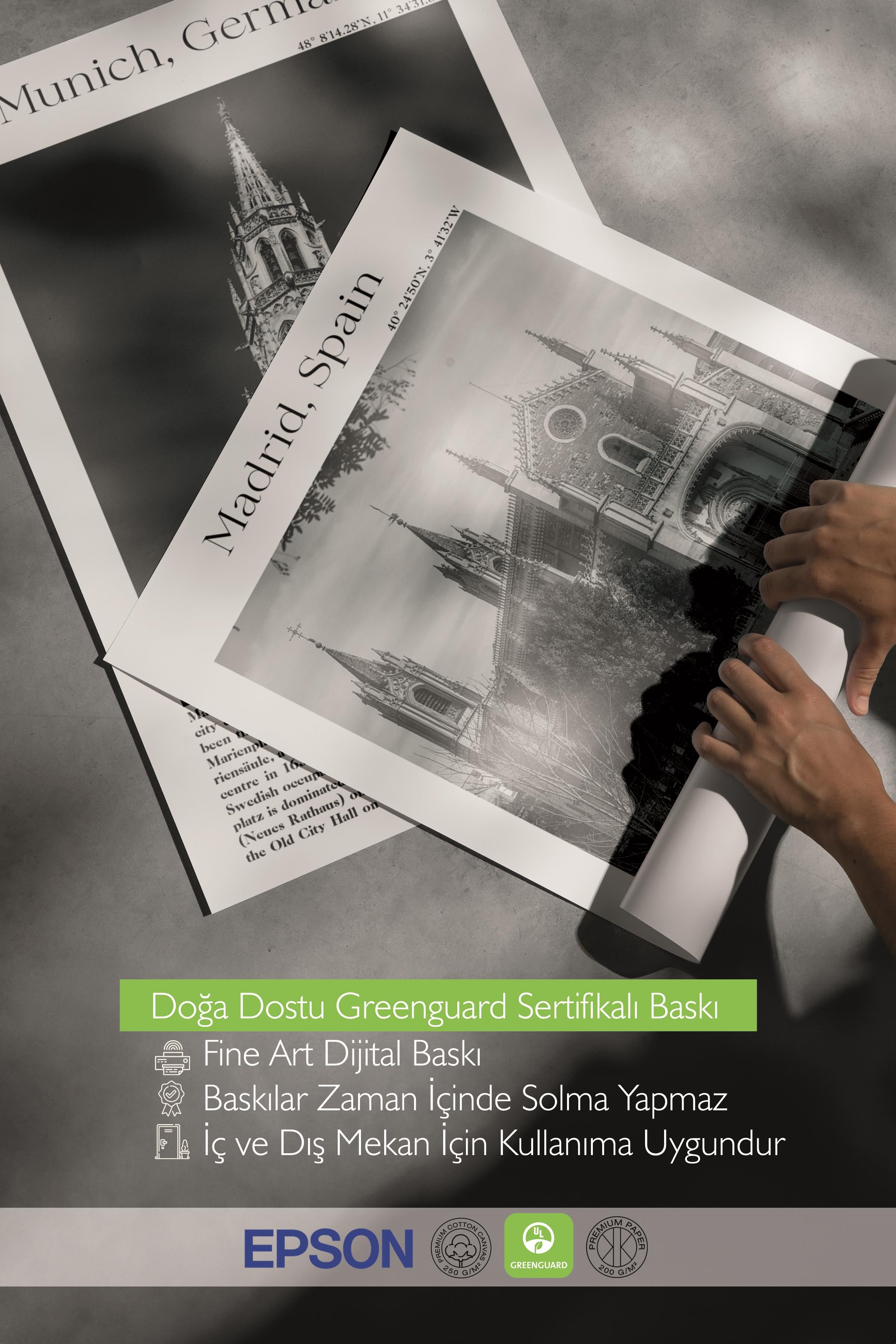 Çerçeveli Tablo Seti, 3 Adet Siyah Çerçeve ve Şehir - Seyahat Temalı Poster Seti, No:300451