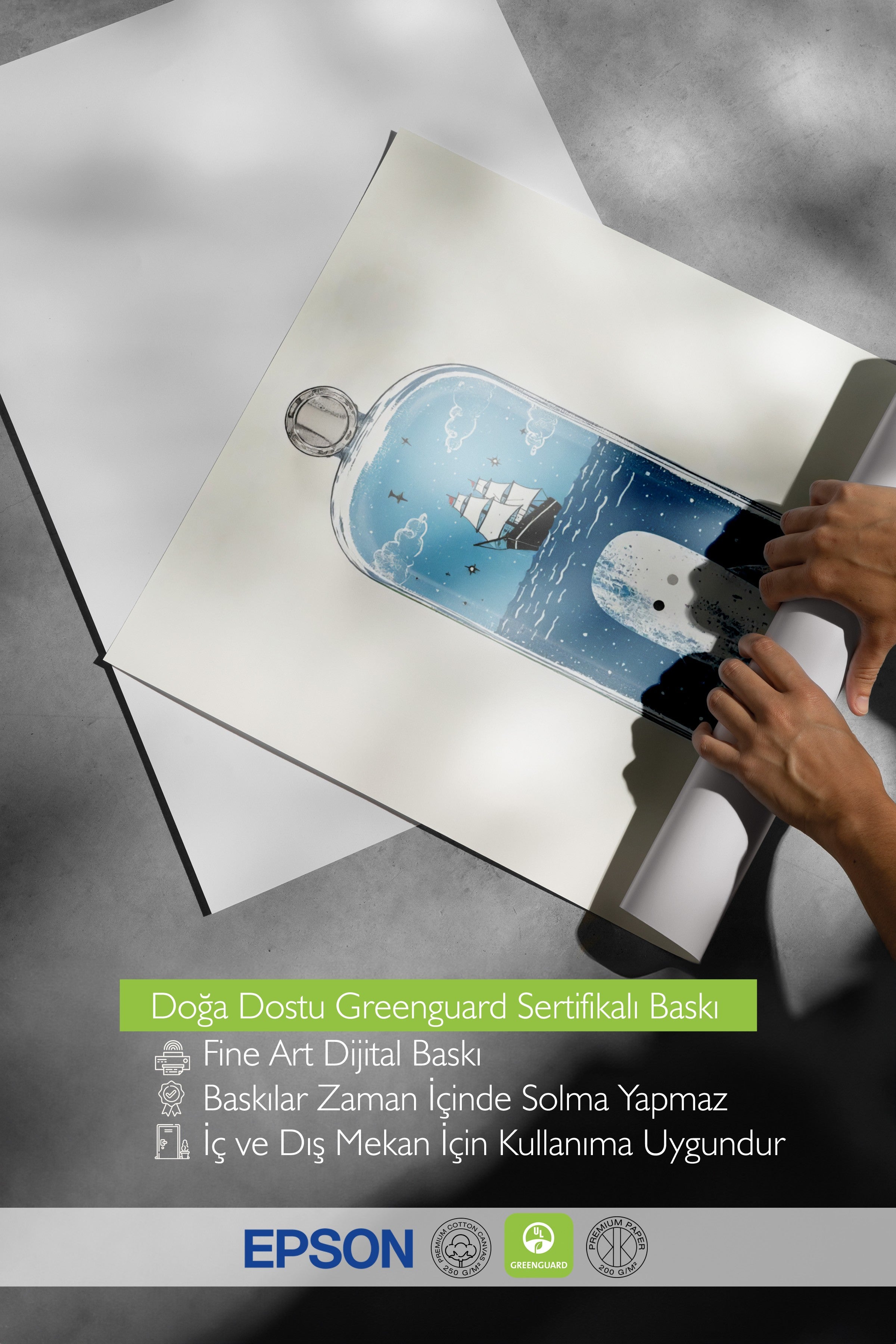 Çerçevesiz Duvar Posteri, Beyaz Balina, İllüstrasyon, Mavi Renk Poster, 2025 Yaz Seçkisi, NO:109522
