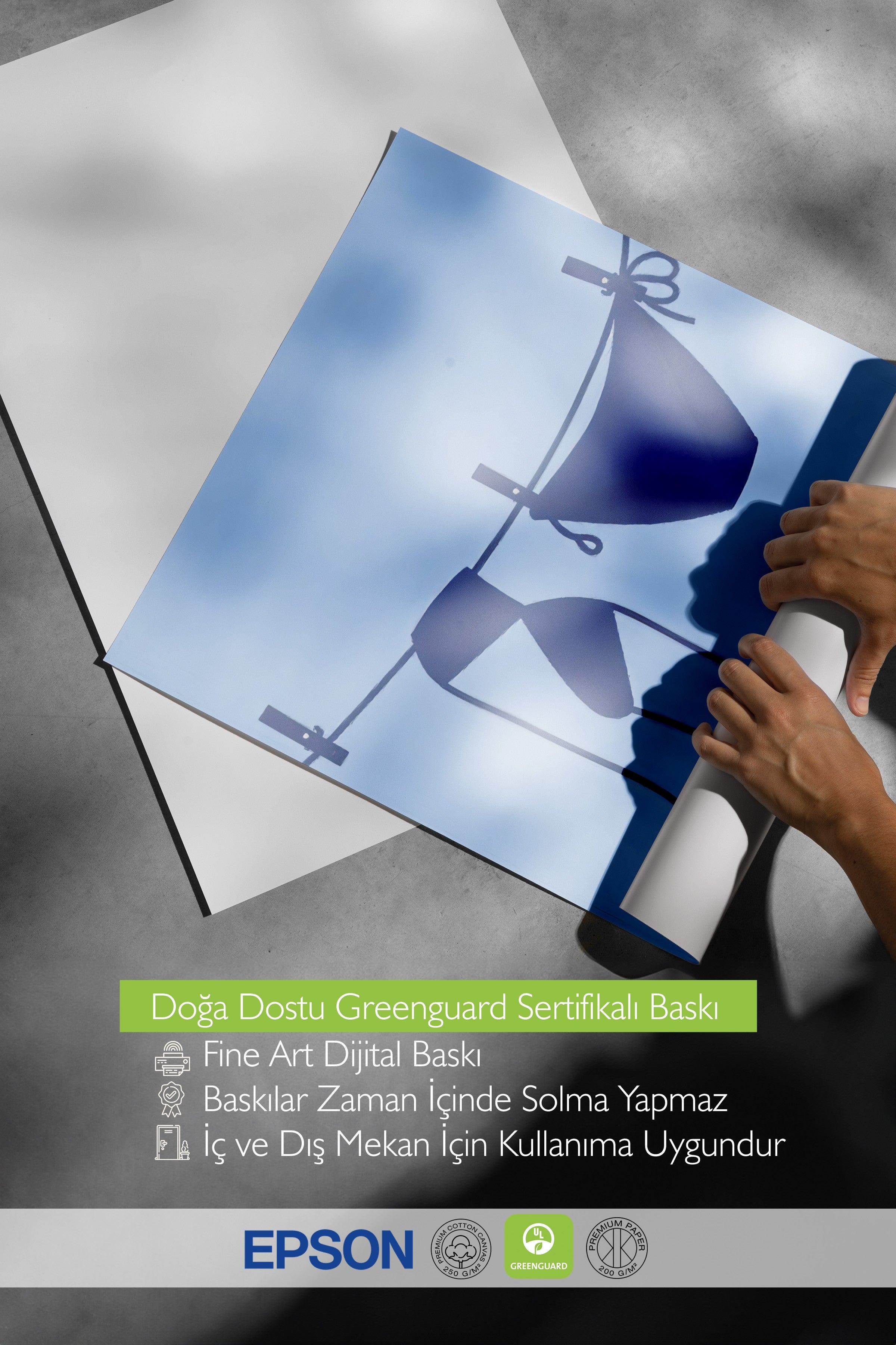 Çerçevesiz Duvar Posteri, Bikiniler, İllüstrasyon, Mavi Renk Poster, 2025 Yaz Seçkisi, NO:109734