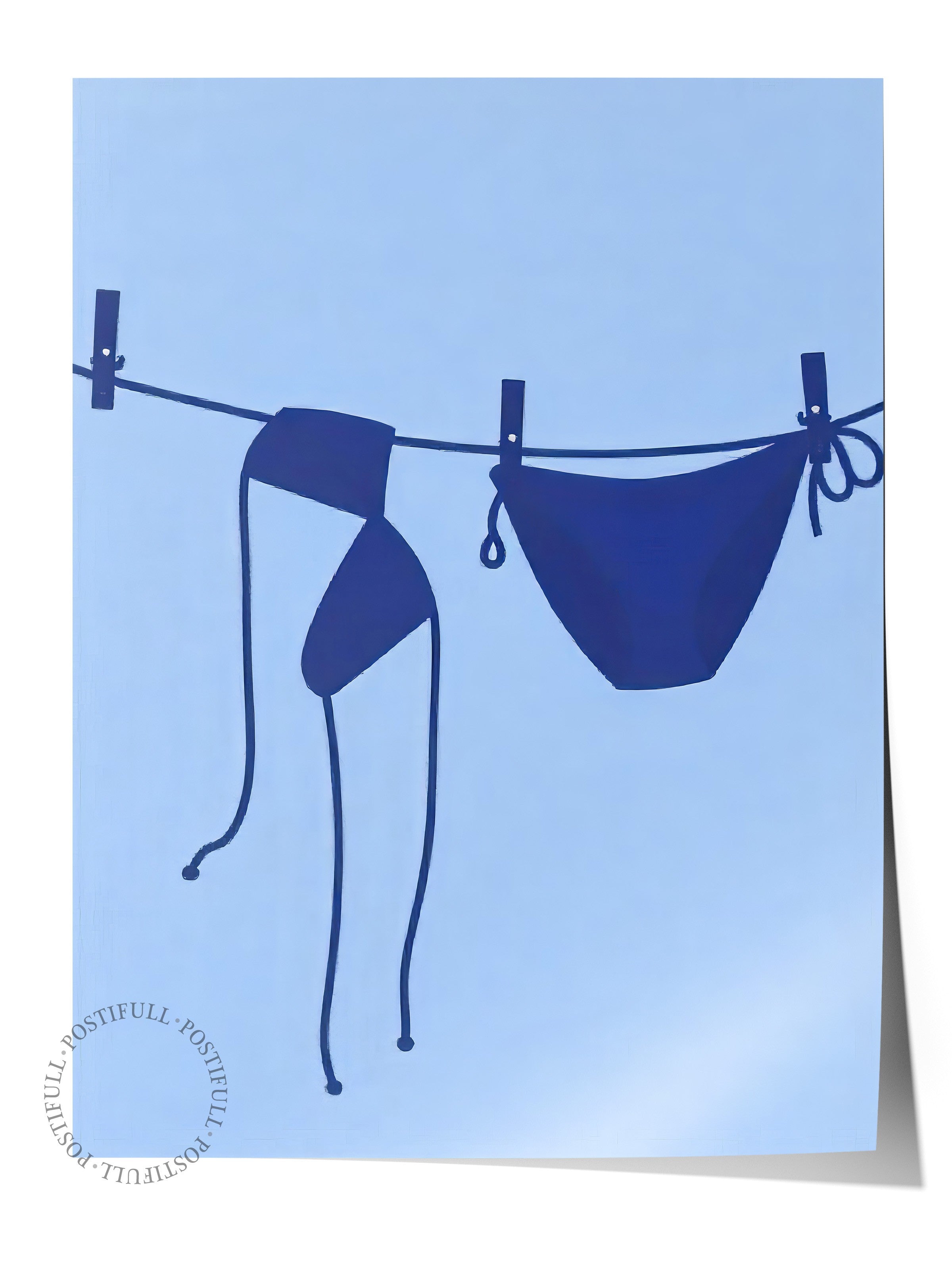 Çerçevesiz Duvar Posteri, Bikiniler, İllüstrasyon, Mavi Renk Poster, 2025 Yaz Seçkisi, NO:109734