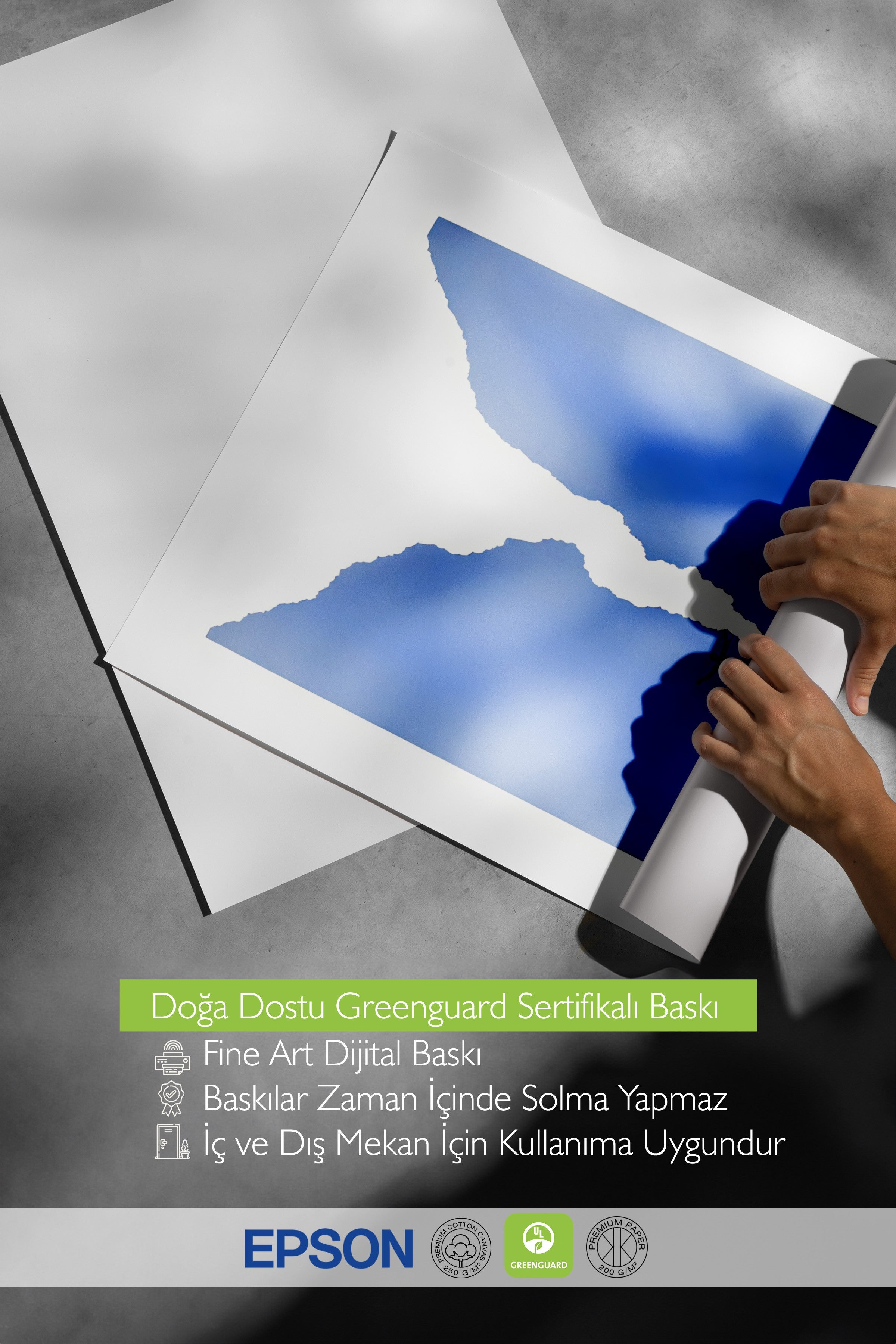 Çerçevesiz Duvar Posteri, Cesur Sörfçü, İllüstrasyon, Mavi Renk Poster, 2025 Yaz Seçkisi, NO:109515