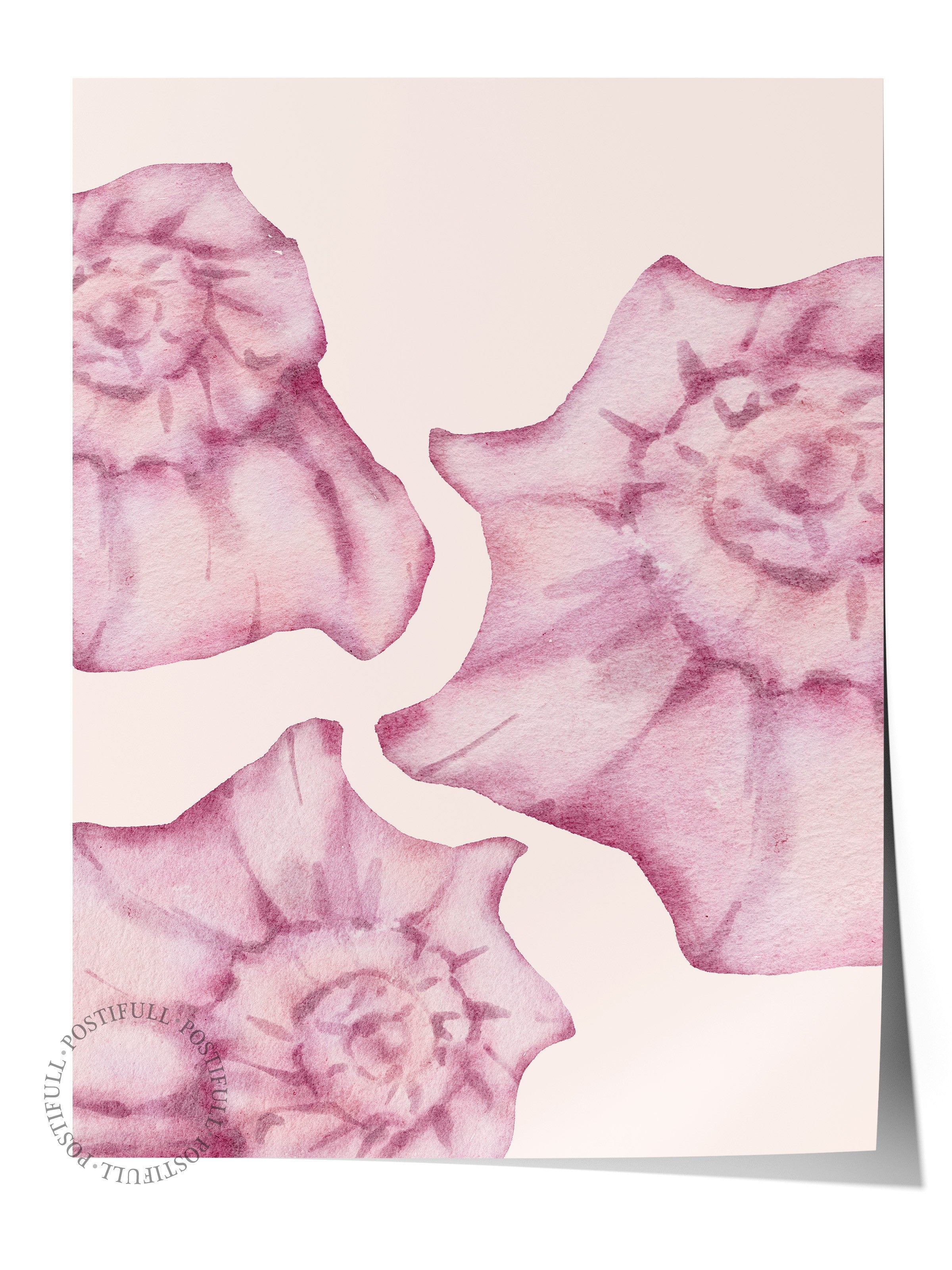 Çerçevesiz Duvar Posteri, Çiçekler, sulu boya, Botanical, Pastel Tonlar, Pembe Renk Poster, 2025 Yaz Seçkisi, NO:109856