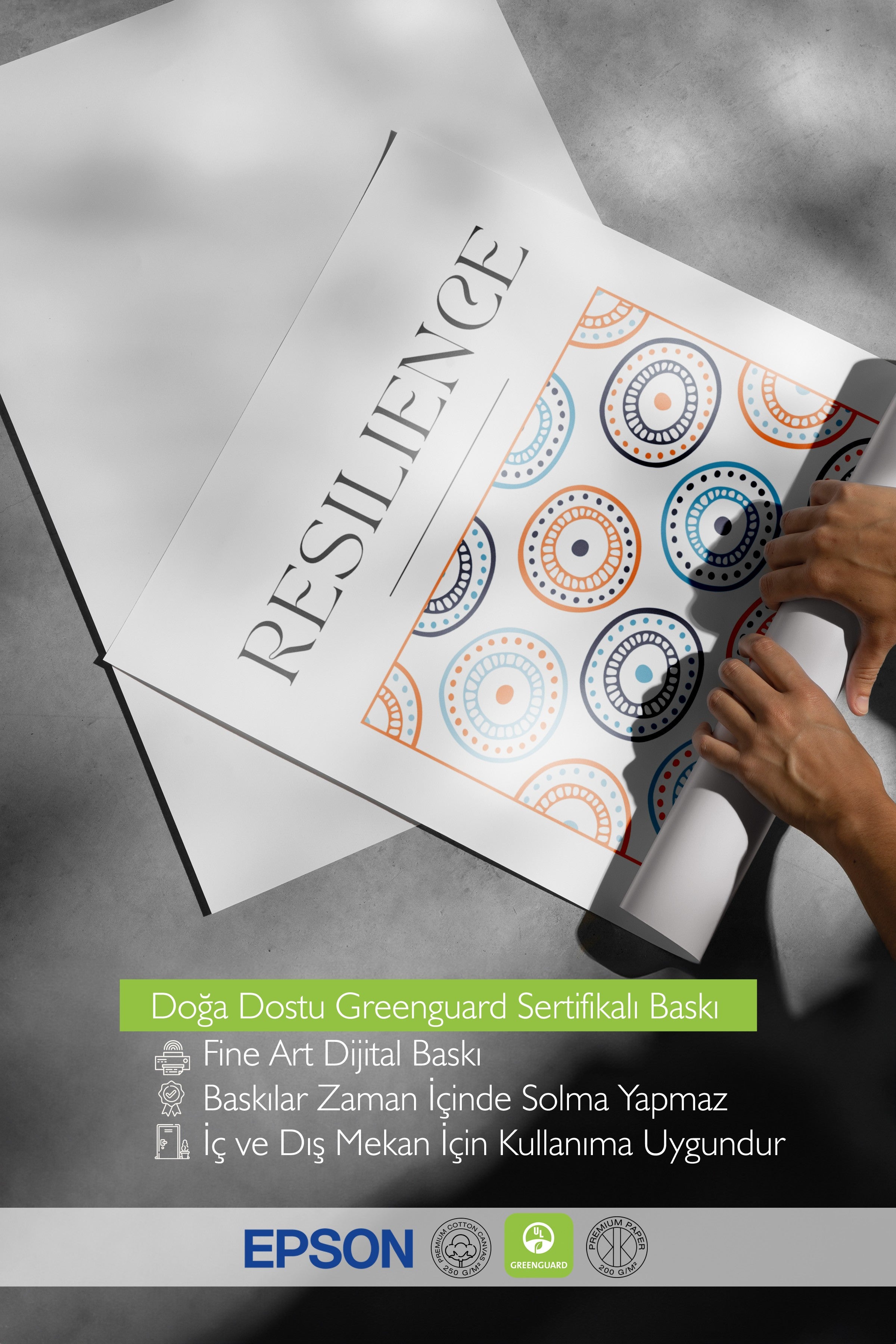 Çerçevesiz Duvar Posteri, Daireler,, illüstrasyon, Modern, Mavi, Turuncu Renk Poster, 2025 Yaz Seçkisi, NO:109848