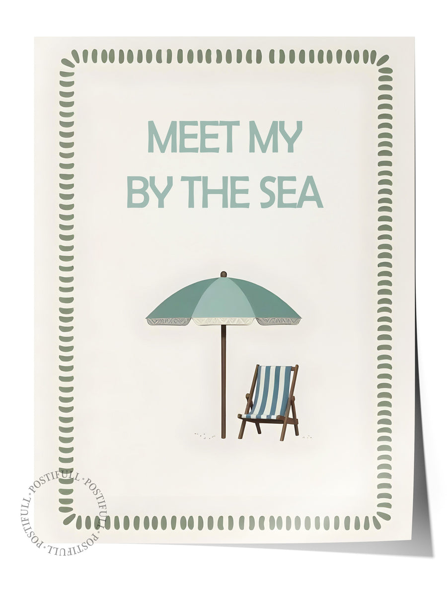 Farklı Tonlarda MEET MY BY THE SEA Poster Yaz Seçkisi Çerçevesiz Poster