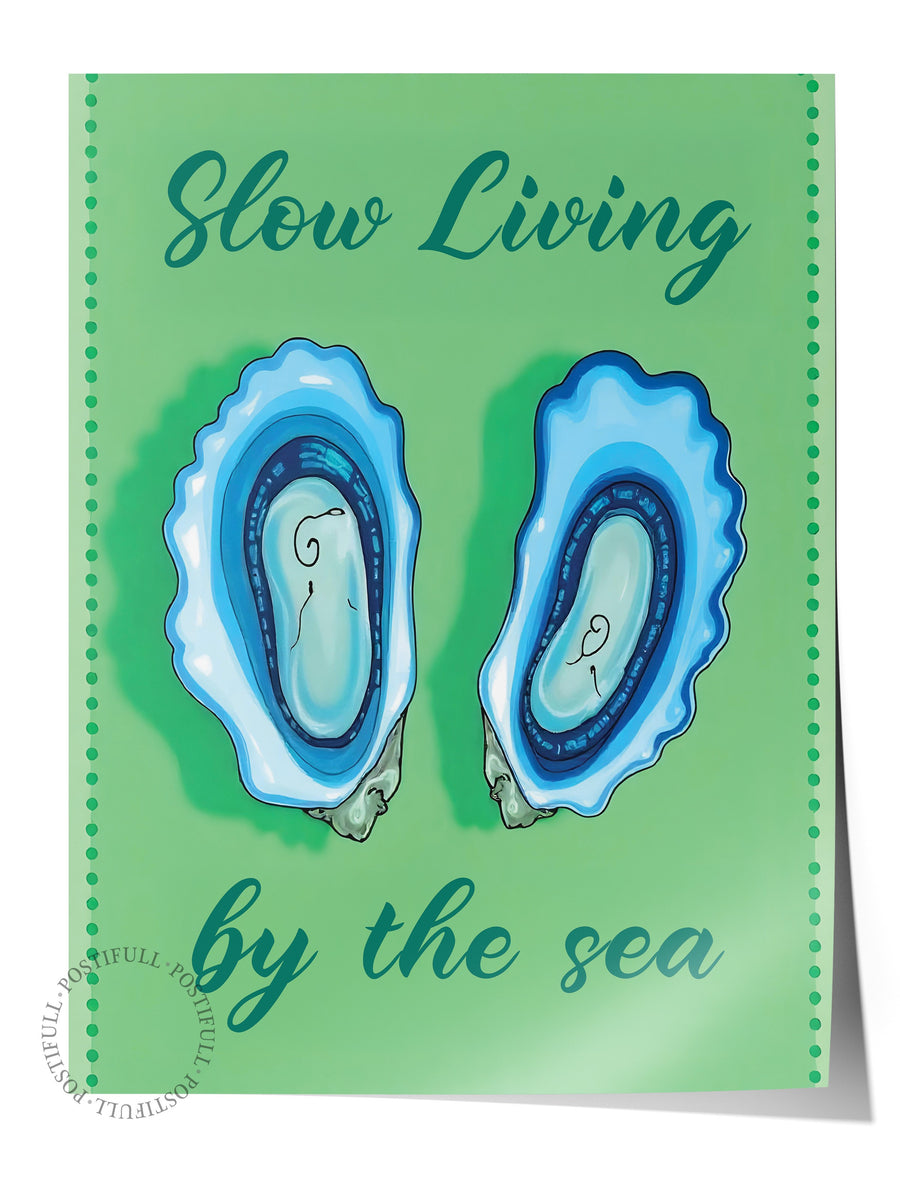 Farklı Tonlarda Slow Living by the sea Poster Yaz Seçkisi Çerçevesiz Poster