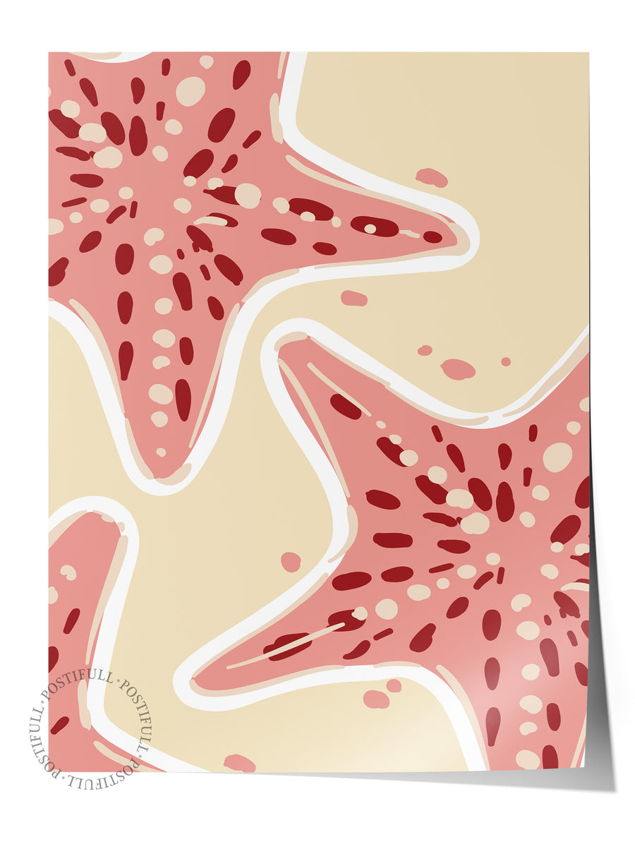 Deniz Yıldızı Deseni Minimalist Yaz Seçkisi Çerçevesiz Poster