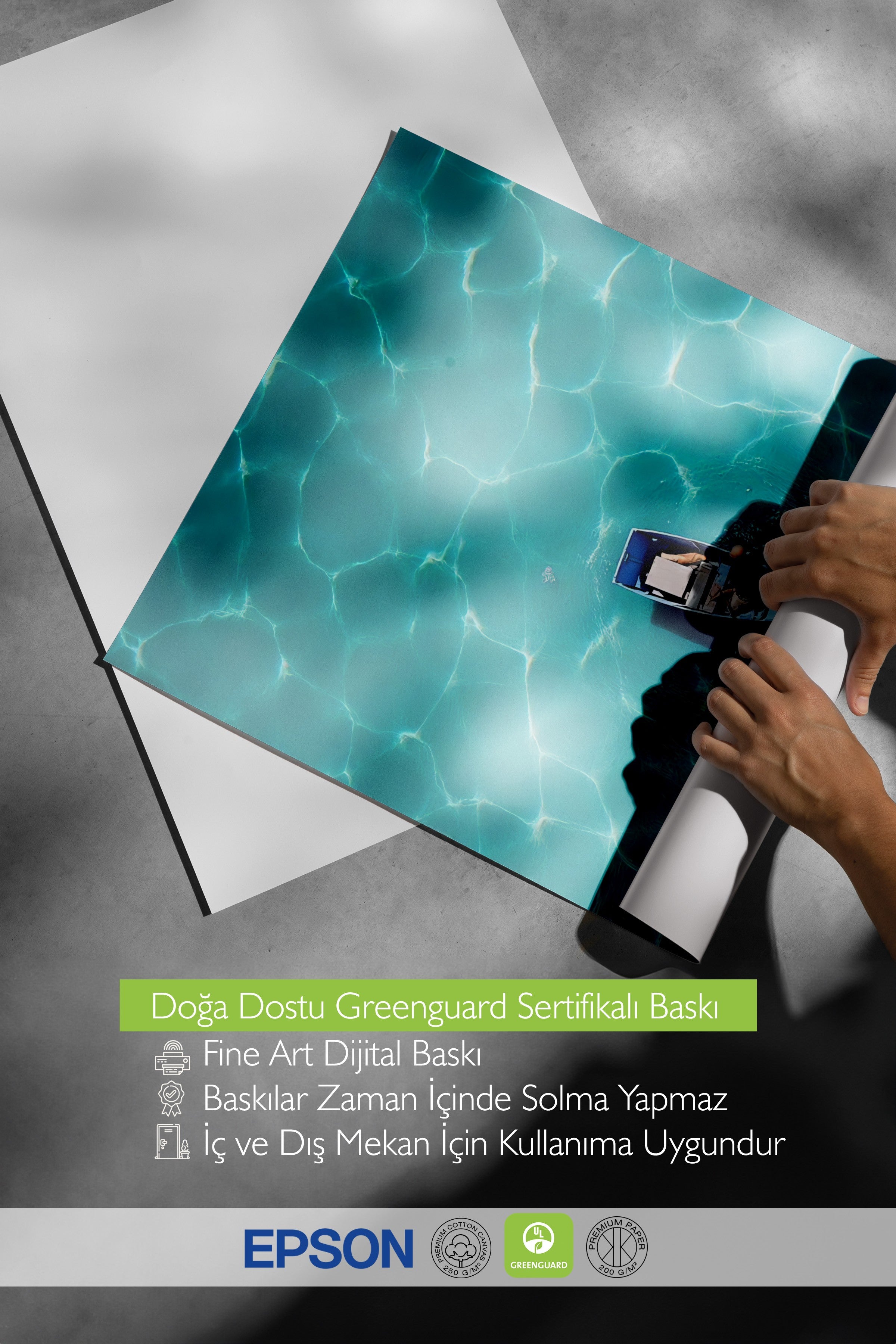 Çerçevesiz Duvar Posteri, Denizde Tekne, Fotoğraf, Mavi Renk Poster, 2025 Yaz Seçkisi, NO:109718