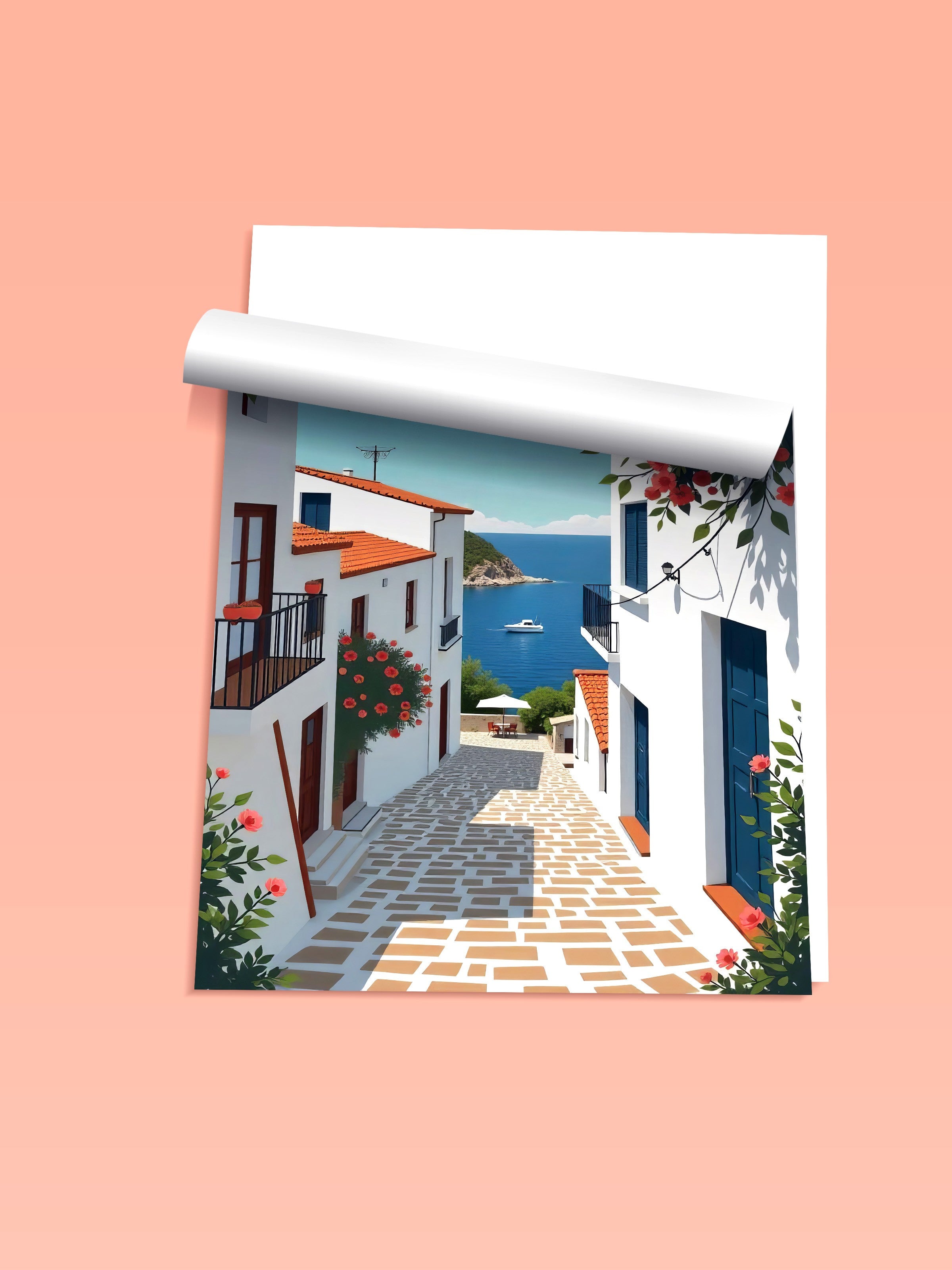 Çerçevesiz Duvar Posteri, Denize Giden Yol, Fotoğraf, Mavi Renk Poster, 2025 Yaz Seçkisi, NO:109501