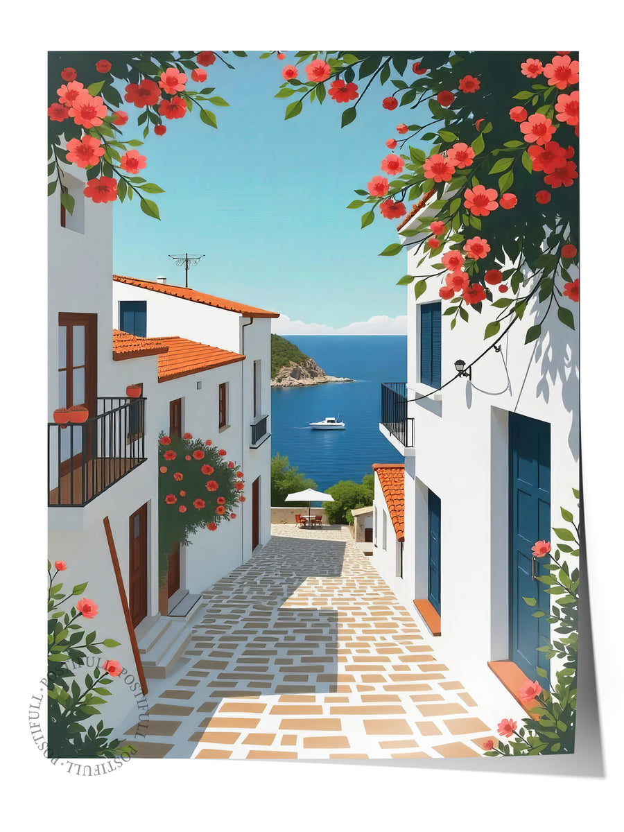 Akdeniz Sokakları Poster Fotoğraf Yaz Seçkisi Çerçevesiz Poster