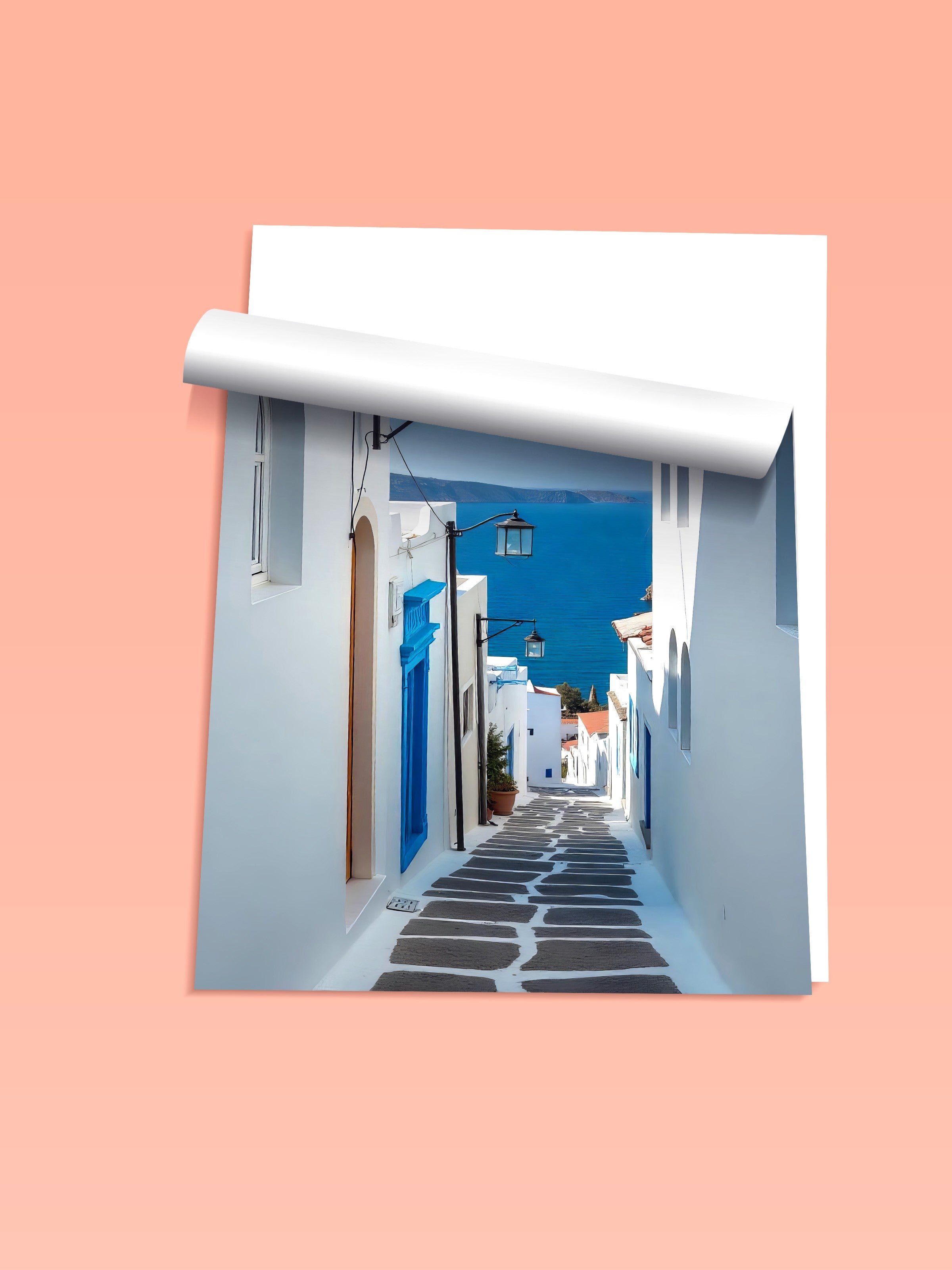 Çerçevesiz Duvar Posteri, Denize Giden Yol, Fotoğraf, Mavi Renk Poster, 2025 Yaz Seçkisi, NO:109502
