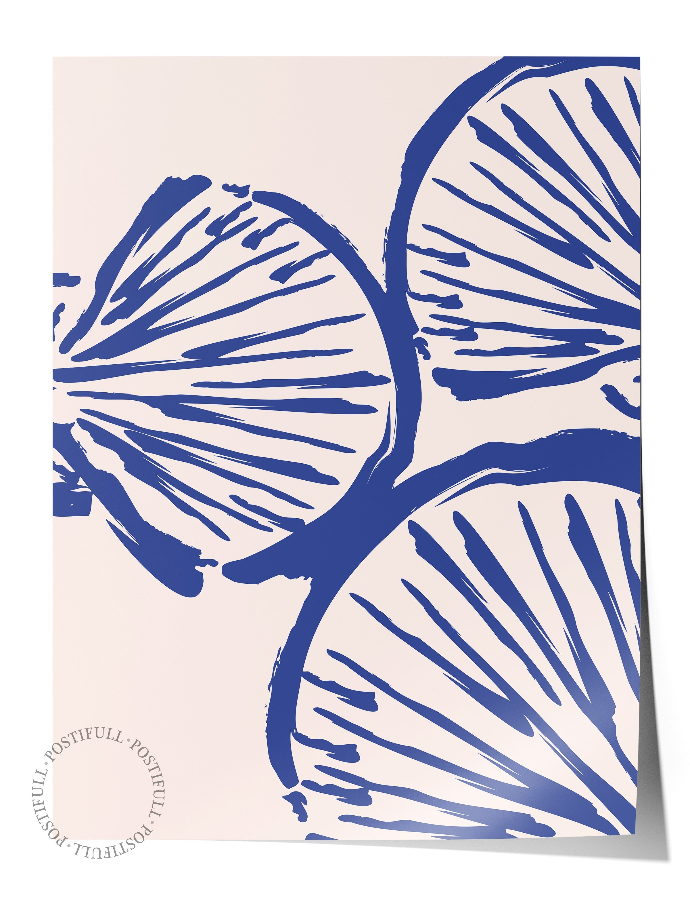 Çerçevesiz Duvar Posteri, Desenler, Yapraklar, Art Nouveau, Mavi, Bej Renk Poster, 2025 Yaz Seçkisi, NO:109834