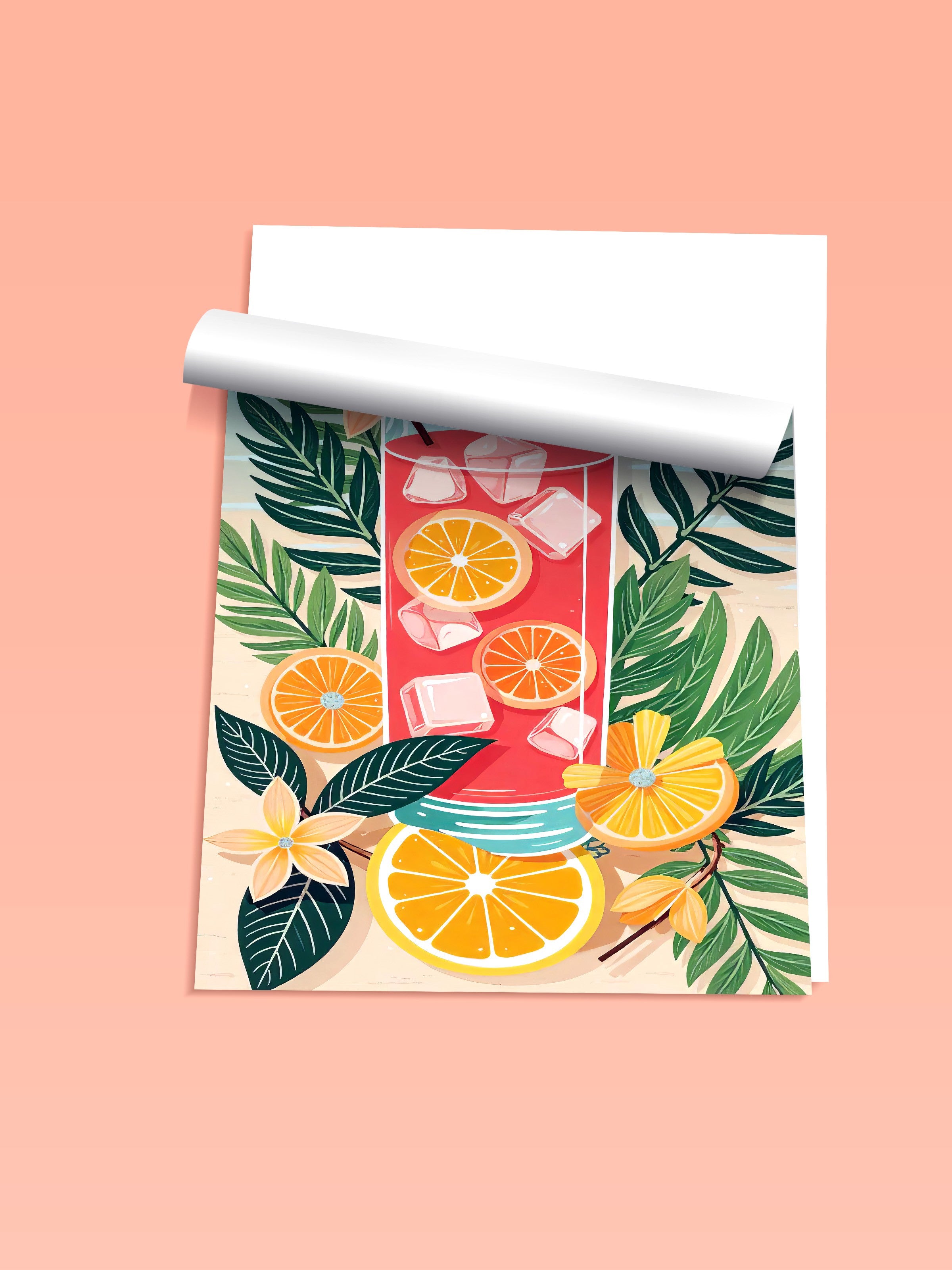 Çerçevesiz Duvar Posteri, Ferah Limonata, İllüstrasyon, Maximalist, Kırmızı Renk Poster, 2025 Yaz Seçkisi, NO:109784