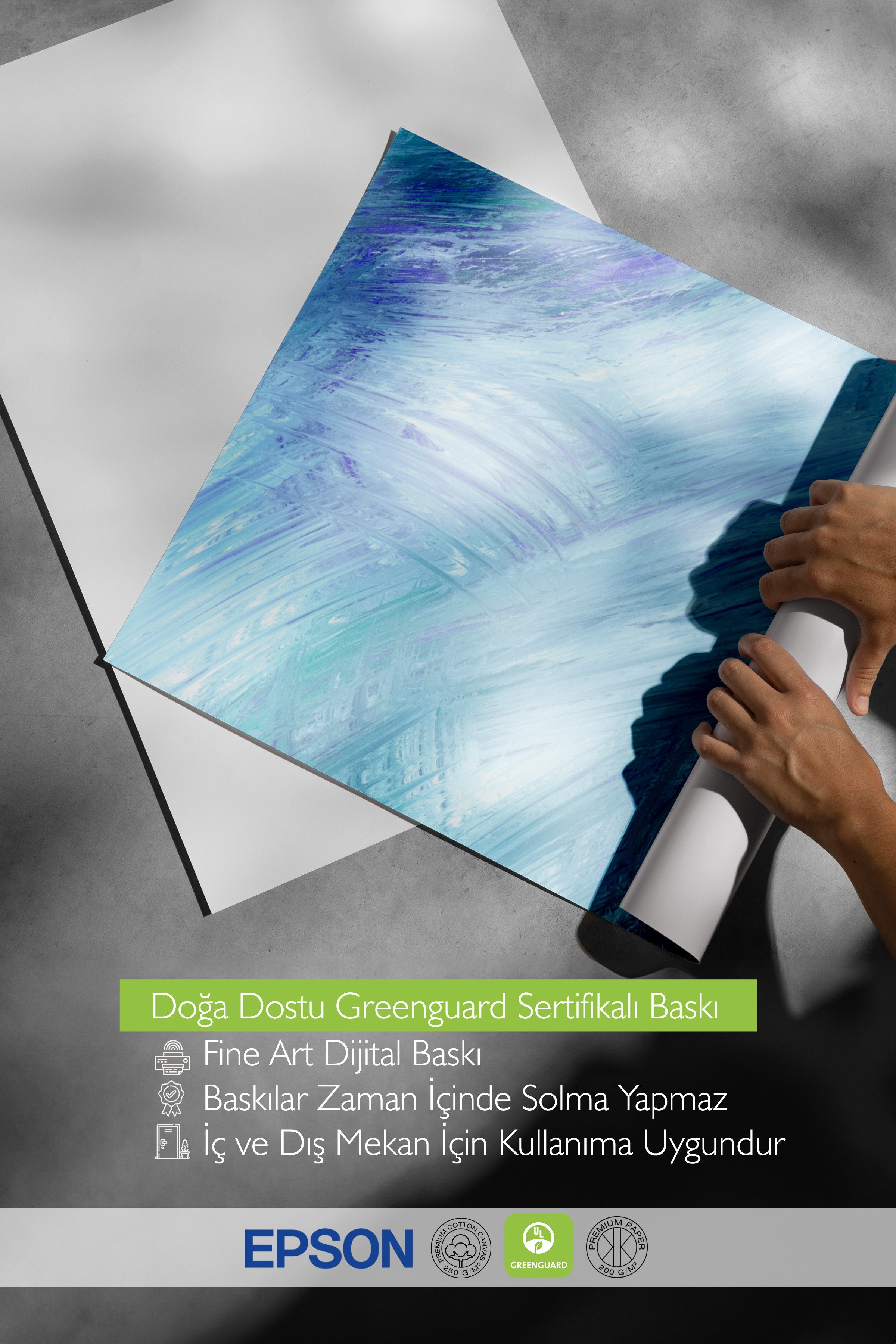 Çerçevesiz Duvar Posteri, Fırça darbeleri, Akrilik Resim, Empresyonist, Mavi, Pastel Tonlar Renk Poster, 2025 Yaz Seçkisi, NO:109791