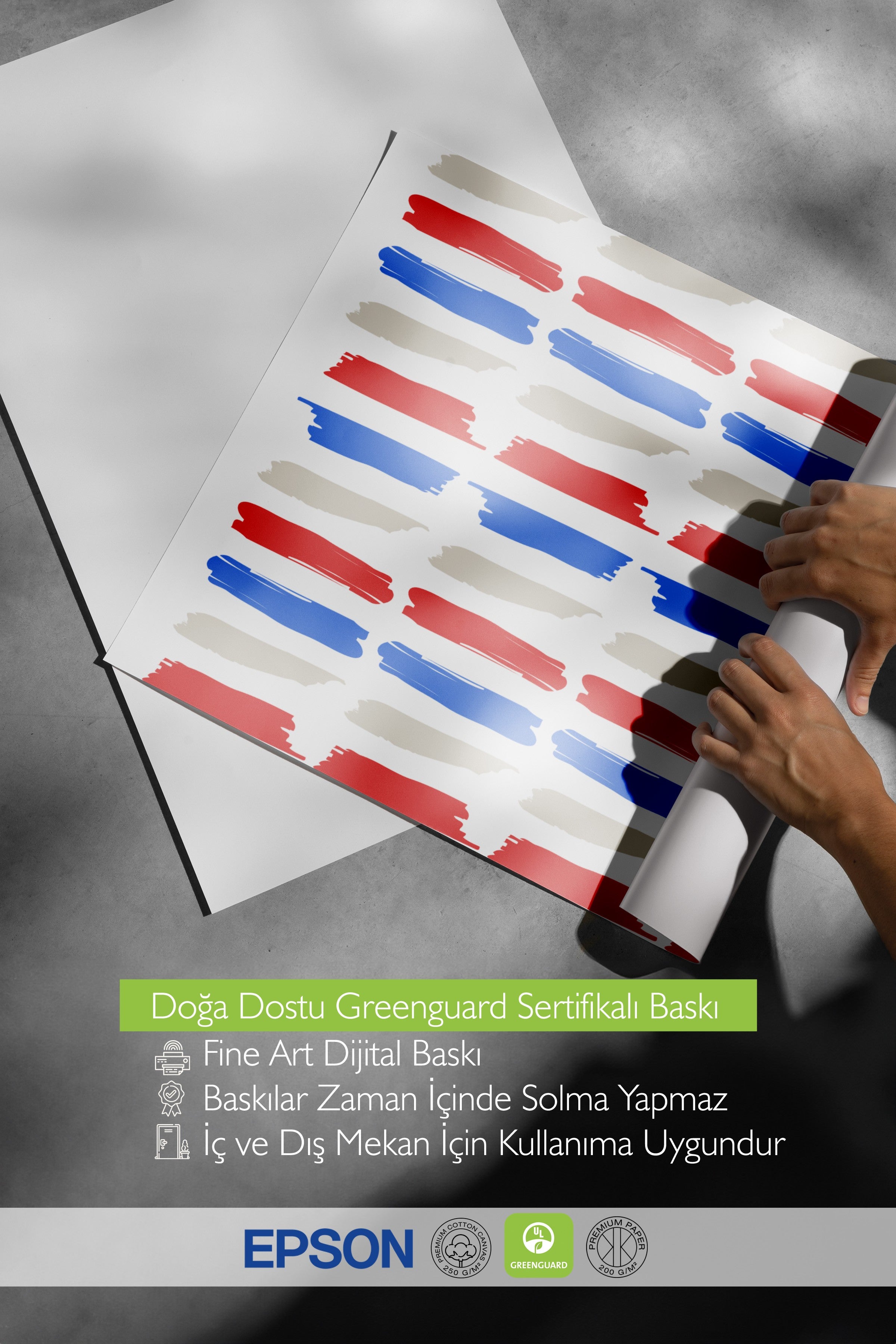 Çerçevesiz Duvar Posteri, Fırça darbeleri, Minimalist, Düz İllüstrasyon, Kırmızı, Mavi Renk Poster, 2025 Yaz Seçkisi, NO:109820
