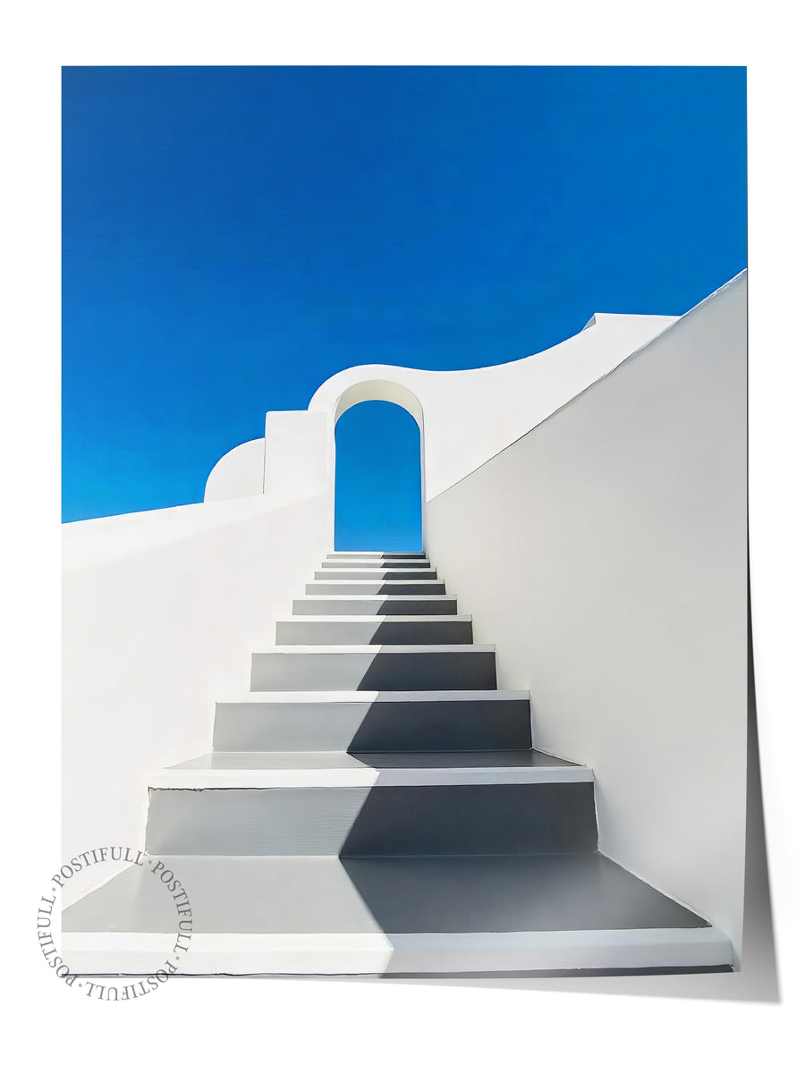 Merdiven ve Mavi Gökyüzü Poster Fotoğraf Yaz Seçkisi Çerçevesiz Poster