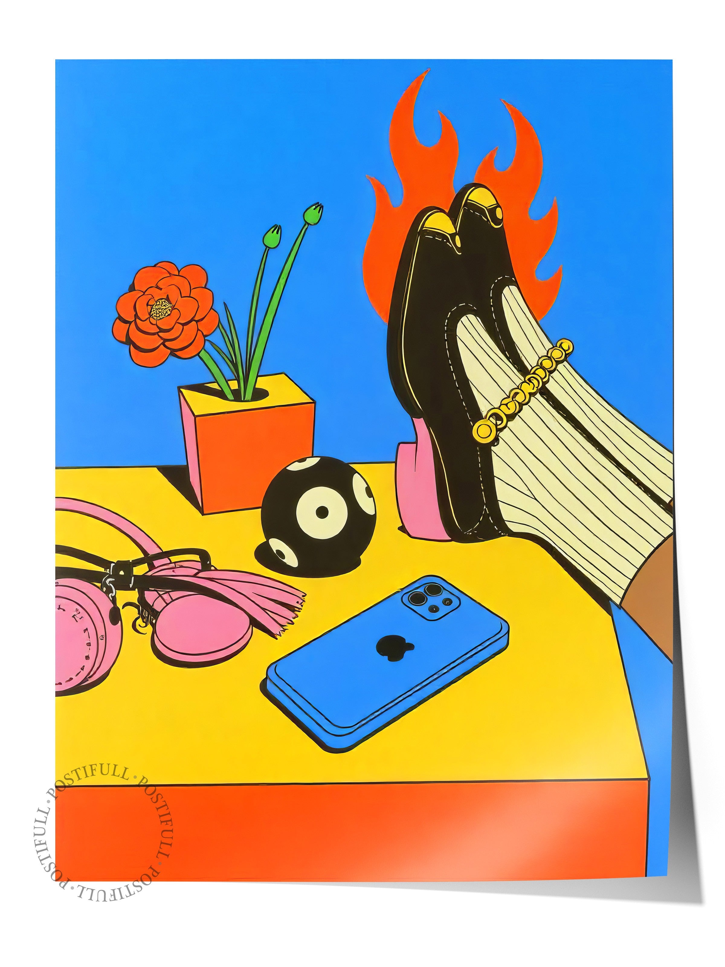 Çerçevesiz Duvar Posteri, Havalı Ayakkabılar, İllüstrasyon, Maximalist, Kırmızı Renk Poster, 2025 Yaz Seçkisi, NO:109783