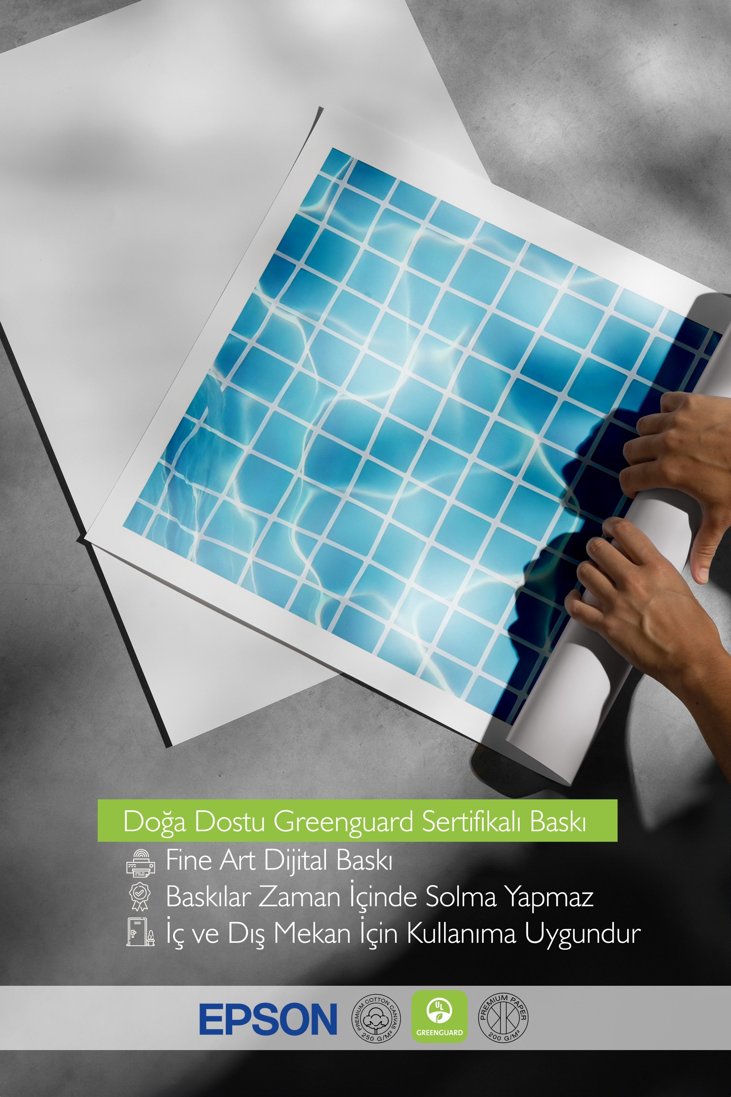 Çerçevesiz Duvar Posteri, Havuz Tabanı, Fotoğraf, Mavi Renk Poster, 2025 Yaz Seçkisi, NO:109701