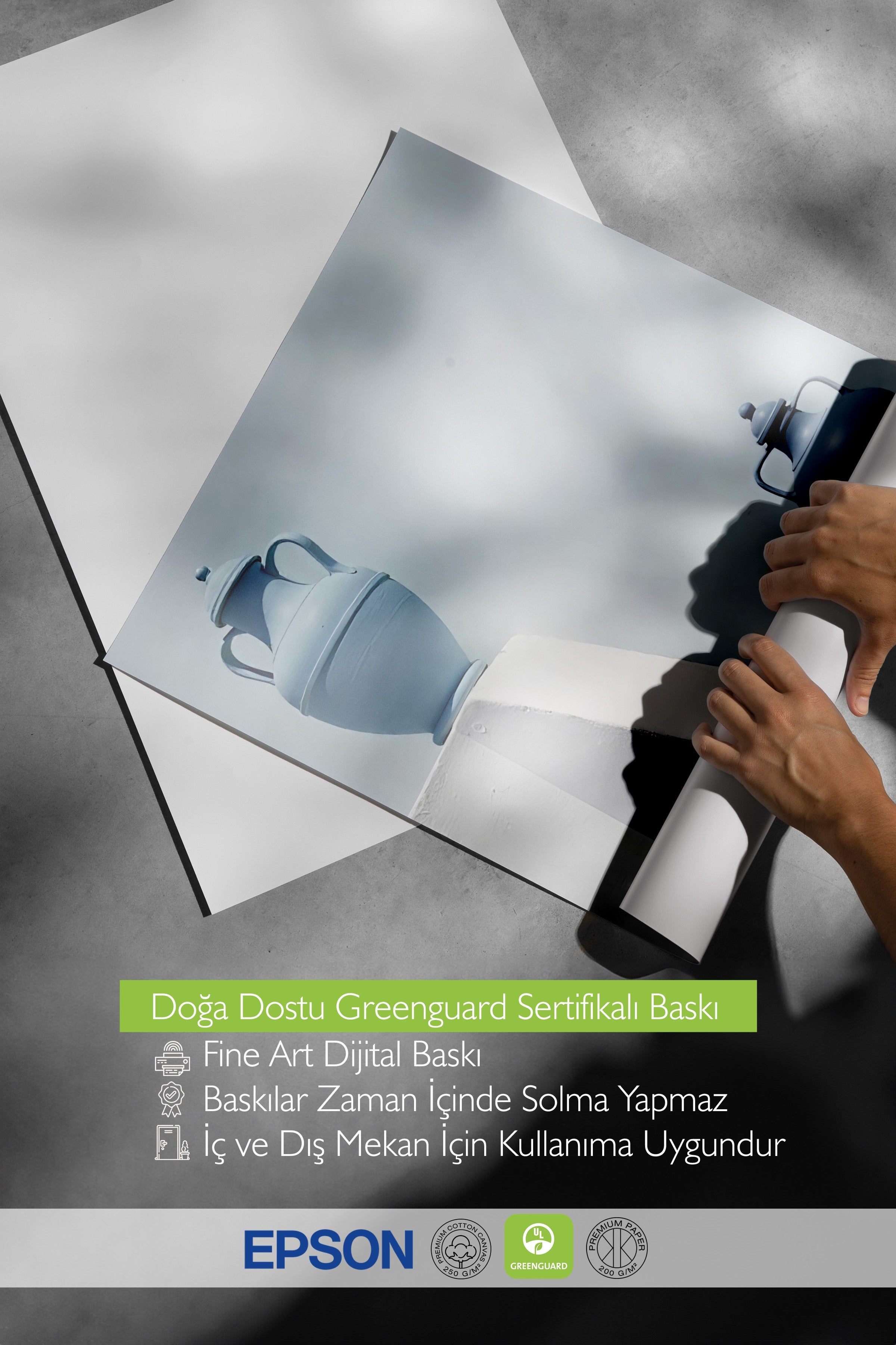 Çerçevesiz Duvar Posteri, İki Mavi Saksı, Fotoğraf, Mavi Renk Poster, 2025 Yaz Seçkisi, NO:109707