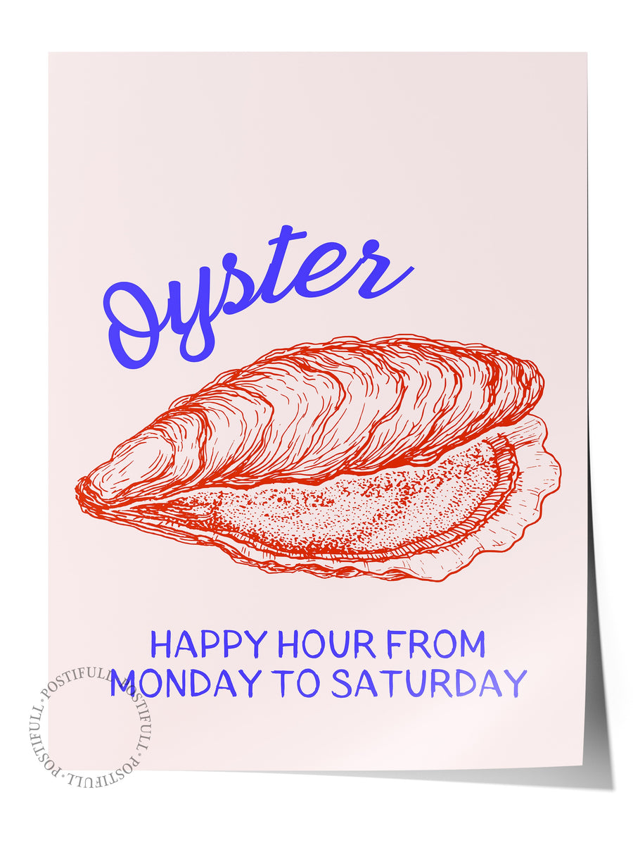 İstiridye Mutfak Sanatı Minimalist Yaz Seçkisi Çerçevesiz Poster