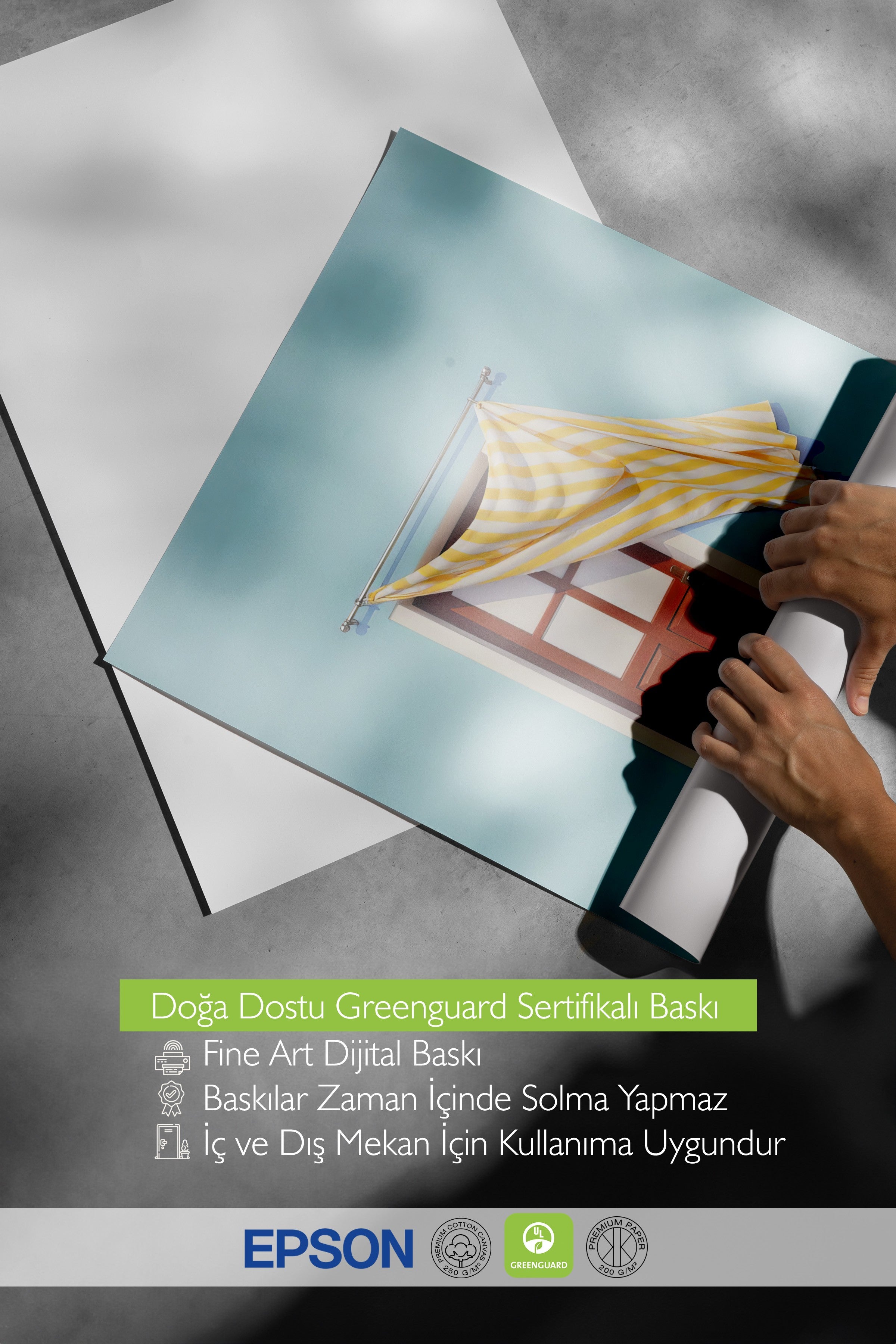 Çerçevesiz Duvar Posteri, Kapı ve Sarı Perde, Fotoğraf, Sarı Renk Poster, 2025 Yaz Seçkisi, NO:109700