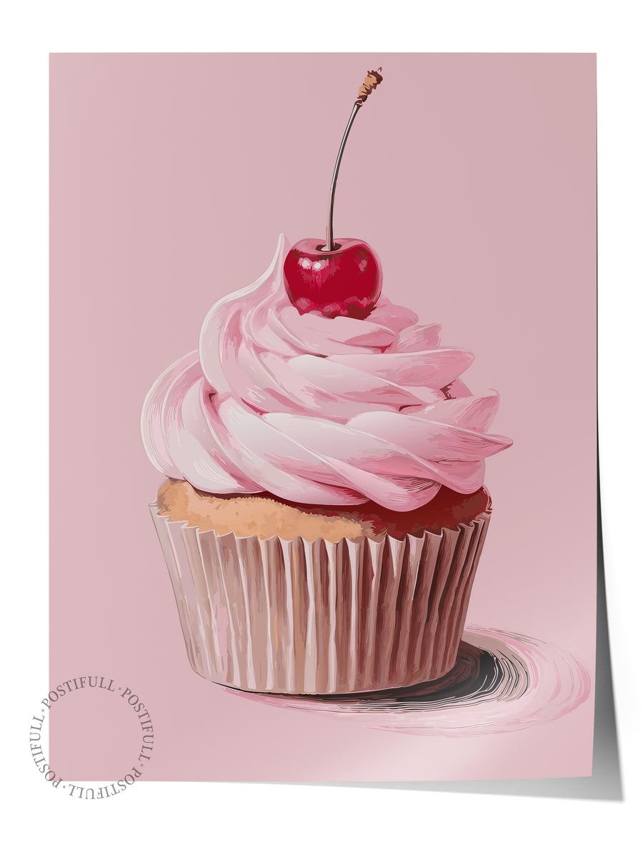 Pembe Kremalı Cupcake Poster Yaz Seçkisi Çerçevesiz Poster
