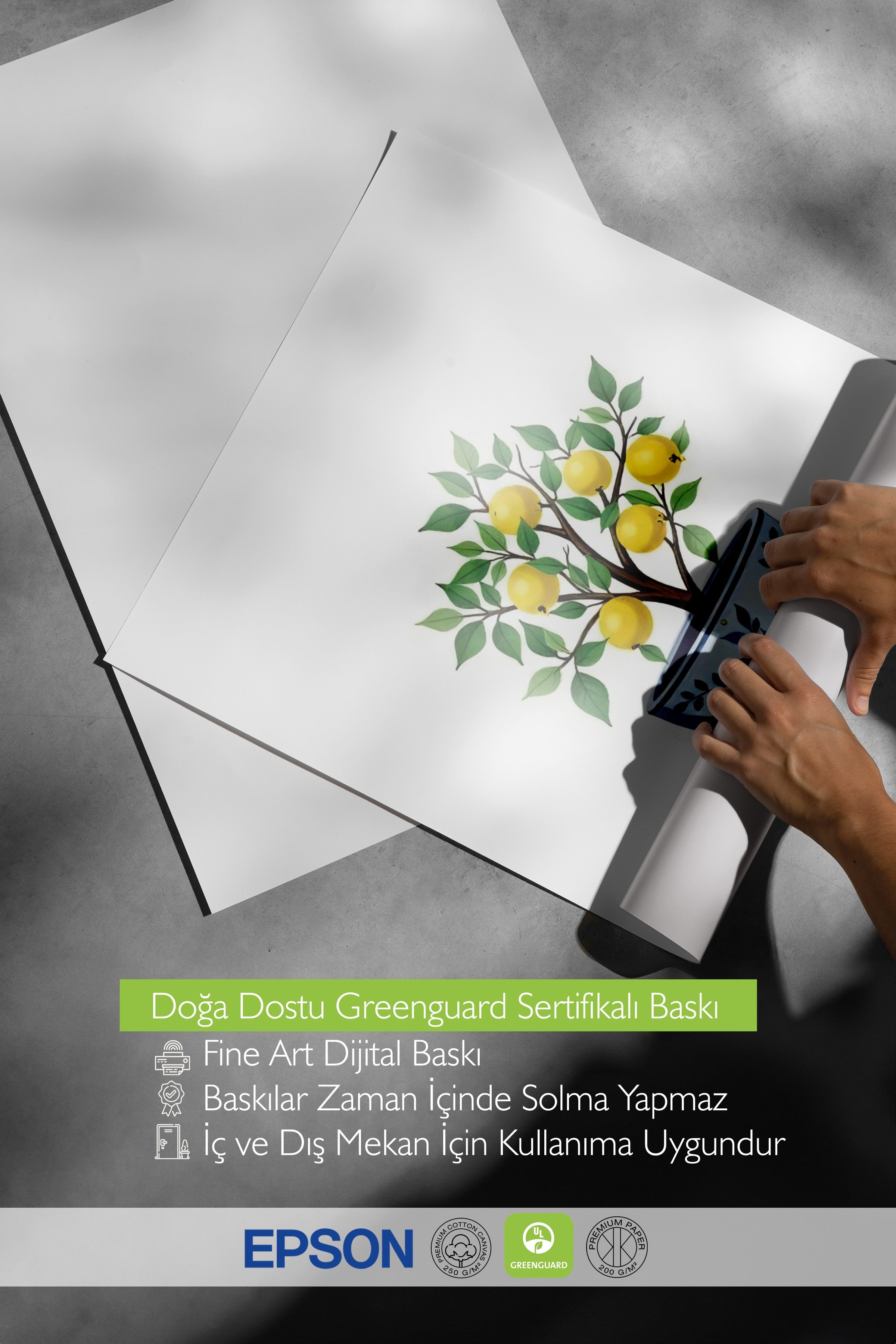 Çerçevesiz Duvar Posteri, Limon Ağacı, İllüstrasyon, Sarı Renk Poster, 2025 Yaz Seçkisi, NO:109499