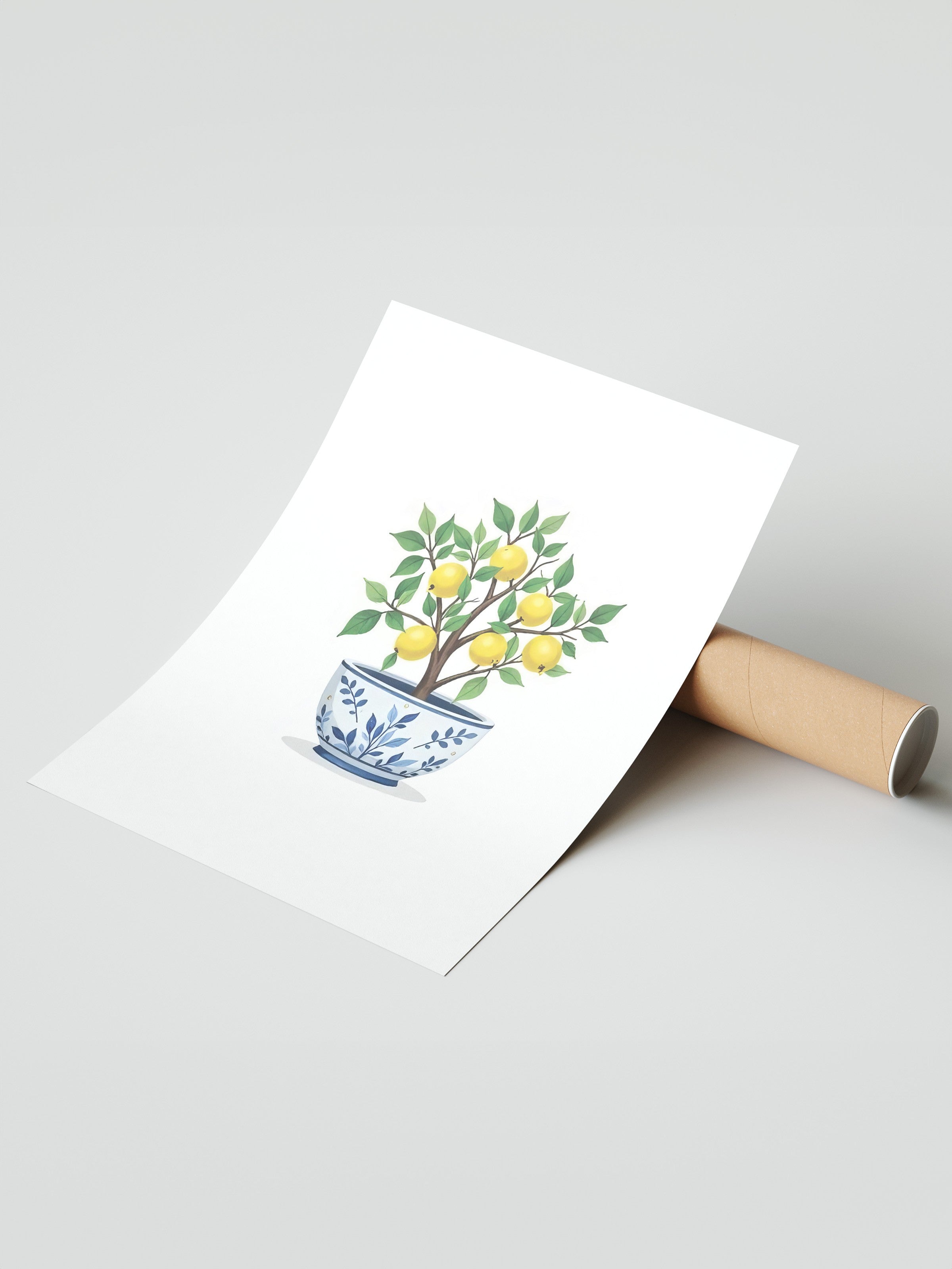 Çerçevesiz Duvar Posteri, Limon Ağacı, İllüstrasyon, Sarı Renk Poster, 2025 Yaz Seçkisi, NO:109499