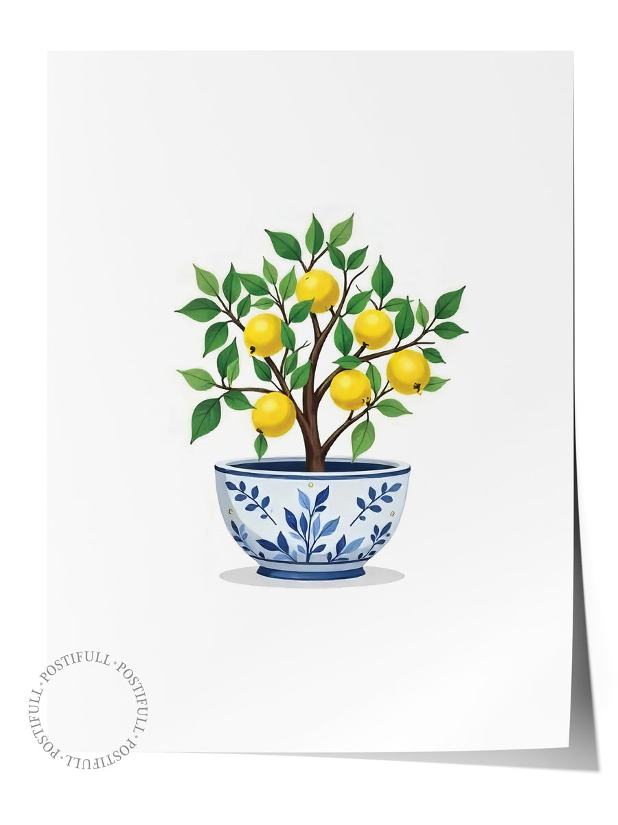 Limon ağacı baskılı dekoratif saksı Poster Yaz Seçkisi Çerçevesiz Poster