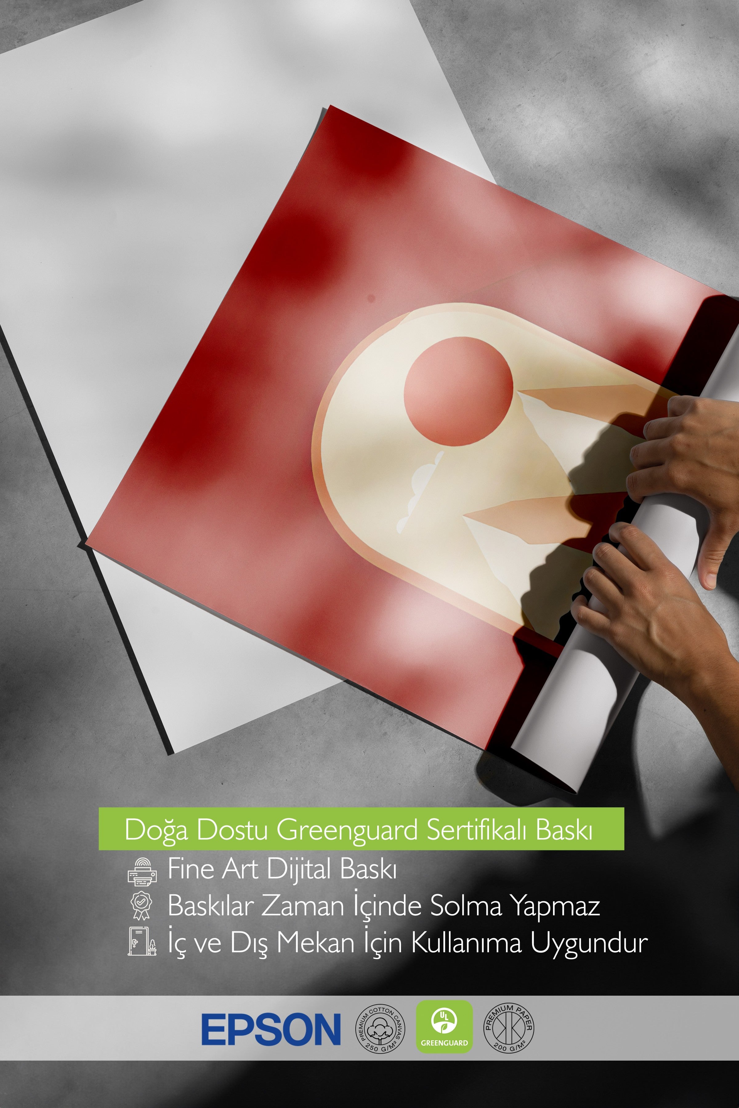 Çerçevesiz Duvar Posteri, Manzaralı Pencere, İllüstrasyon, Kırmızı Renk Poster, 2025 Yaz Seçkisi, NO:109733
