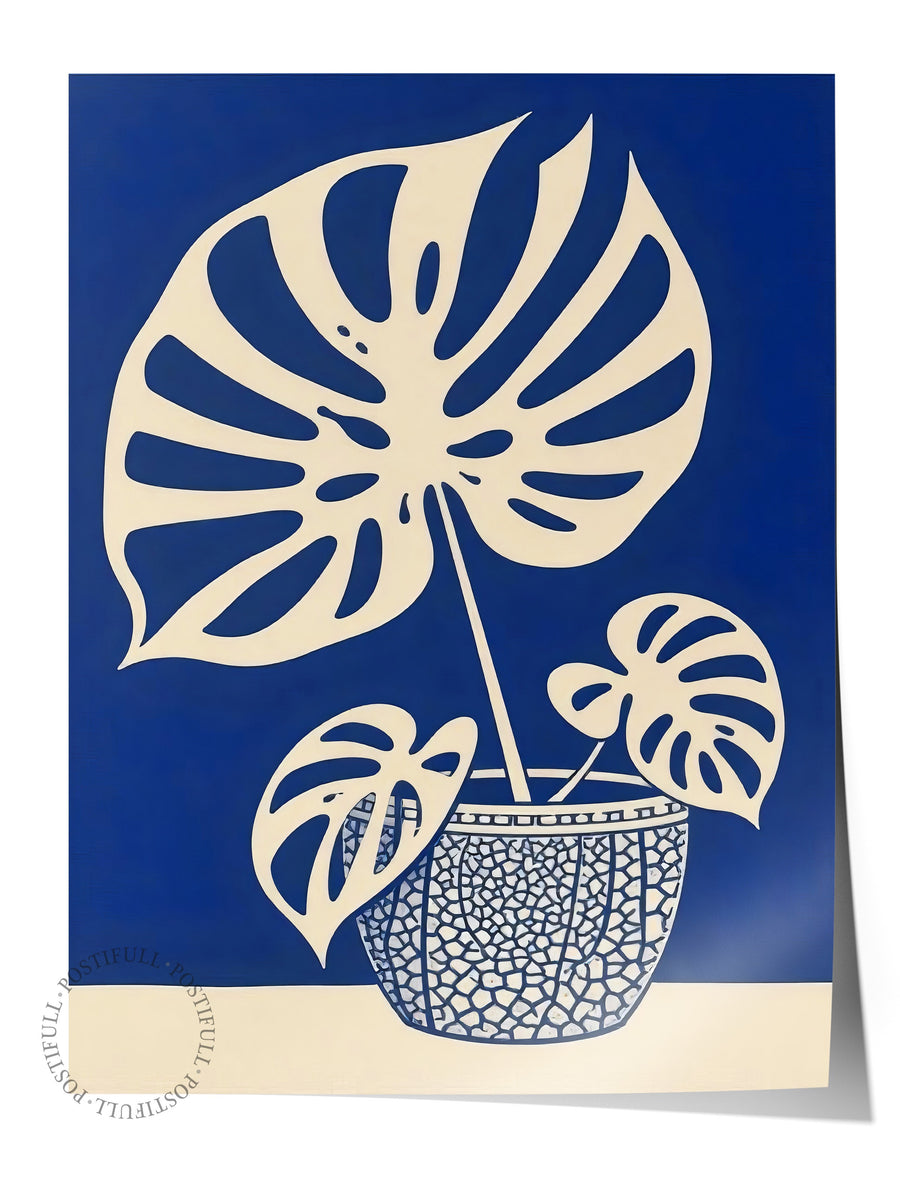 Soyut Monstera Yaprağı Poster Yaz Seçkisi Çerçevesiz Poster