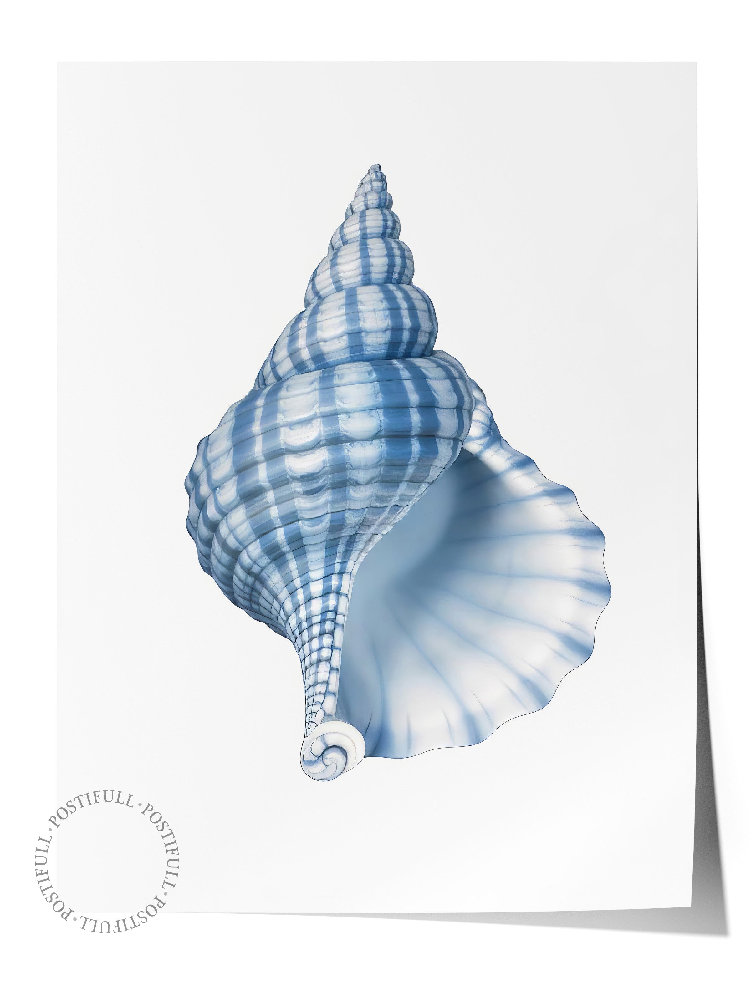 Çerçevesiz Duvar Posteri, Mavi Deniz Kabuğu, İllüstrasyon, Mavi Renk Poster, 2025 Yaz Seçkisi, NO:109741