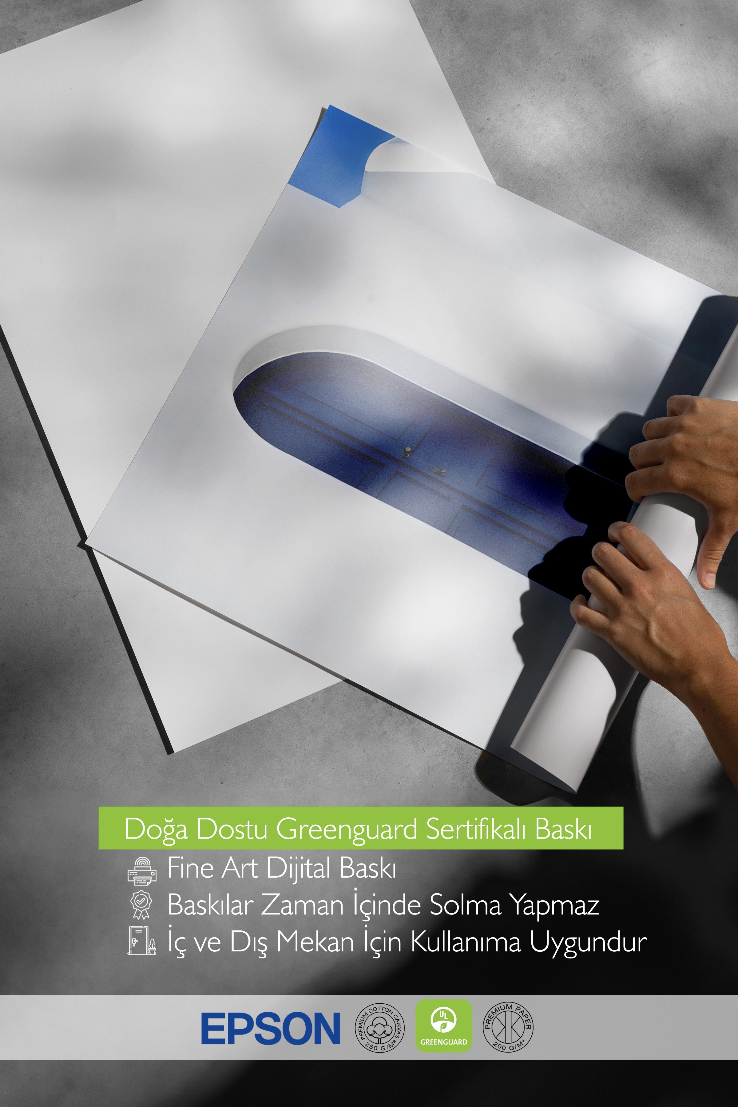 Çerçevesiz Duvar Posteri, Mavi Kapı, Fotoğraf, Mavi Renk Poster, 2025 Yaz Seçkisi, NO:109519