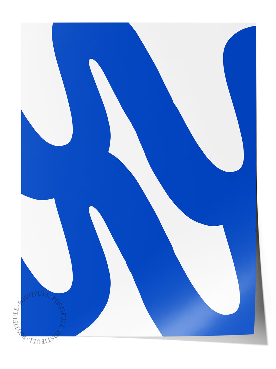 Mavi Akışkan Şekiller Minimalist Yaz Seçkisi Çerçevesiz Poster