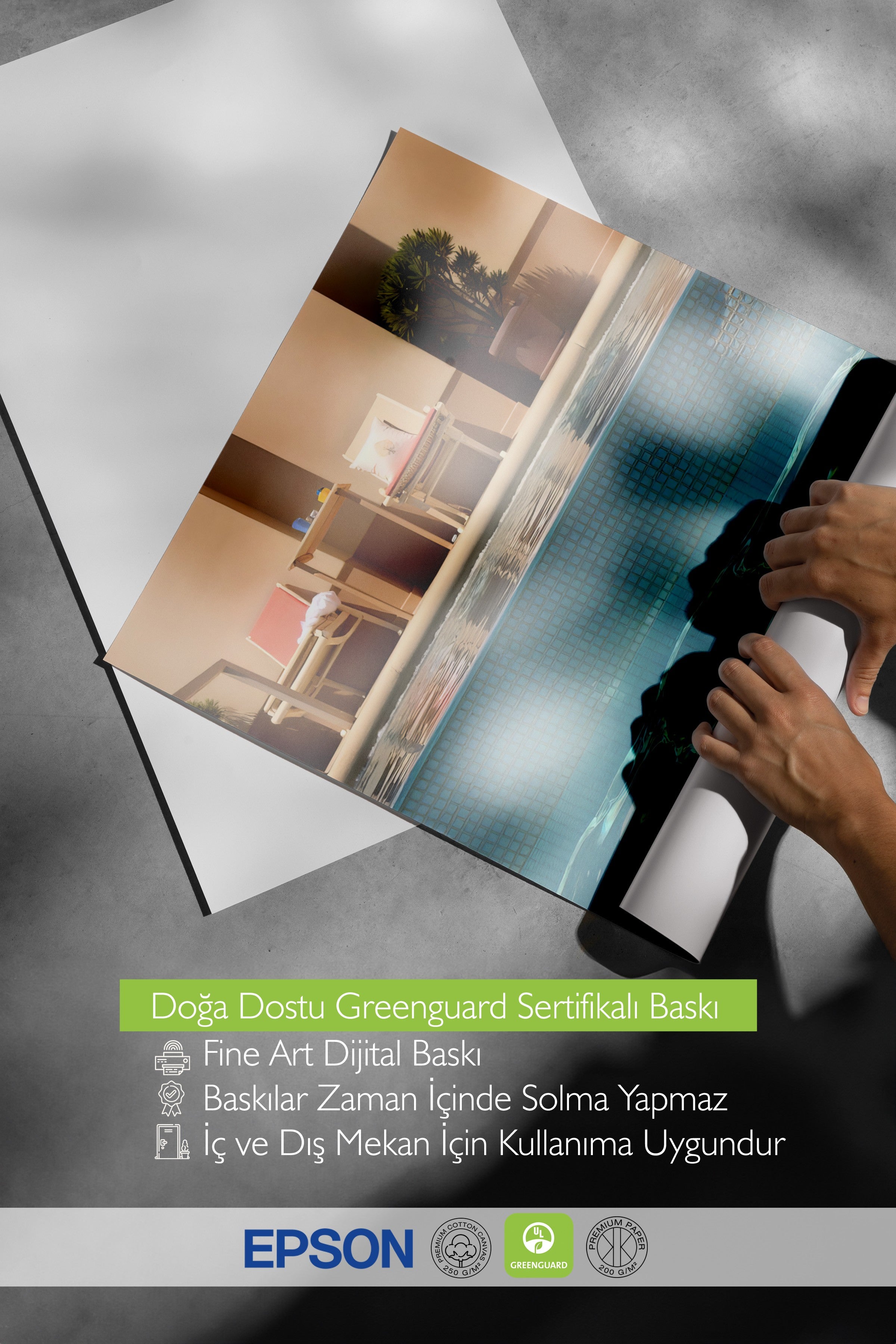 Çerçevesiz Duvar Posteri, Parlak Havuz, Fotoğraf, Mavi Renk Poster, 2025 Yaz Seçkisi, NO:109780