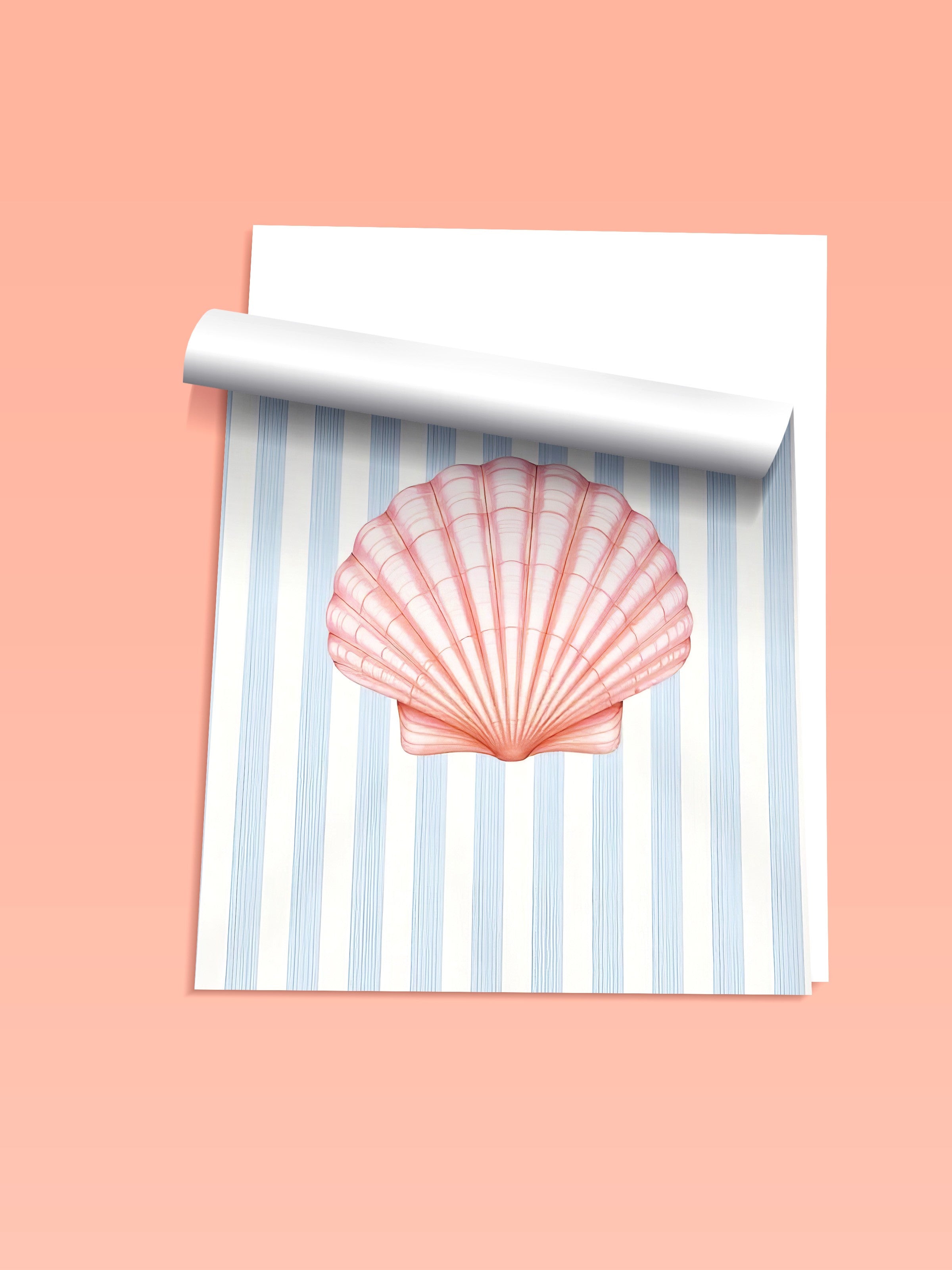 Çerçevesiz Duvar Posteri, Pembe Deniz Kabuğu, İllüstrasyon, Pembe Renk Poster, 2025 Yaz Seçkisi, NO:109520