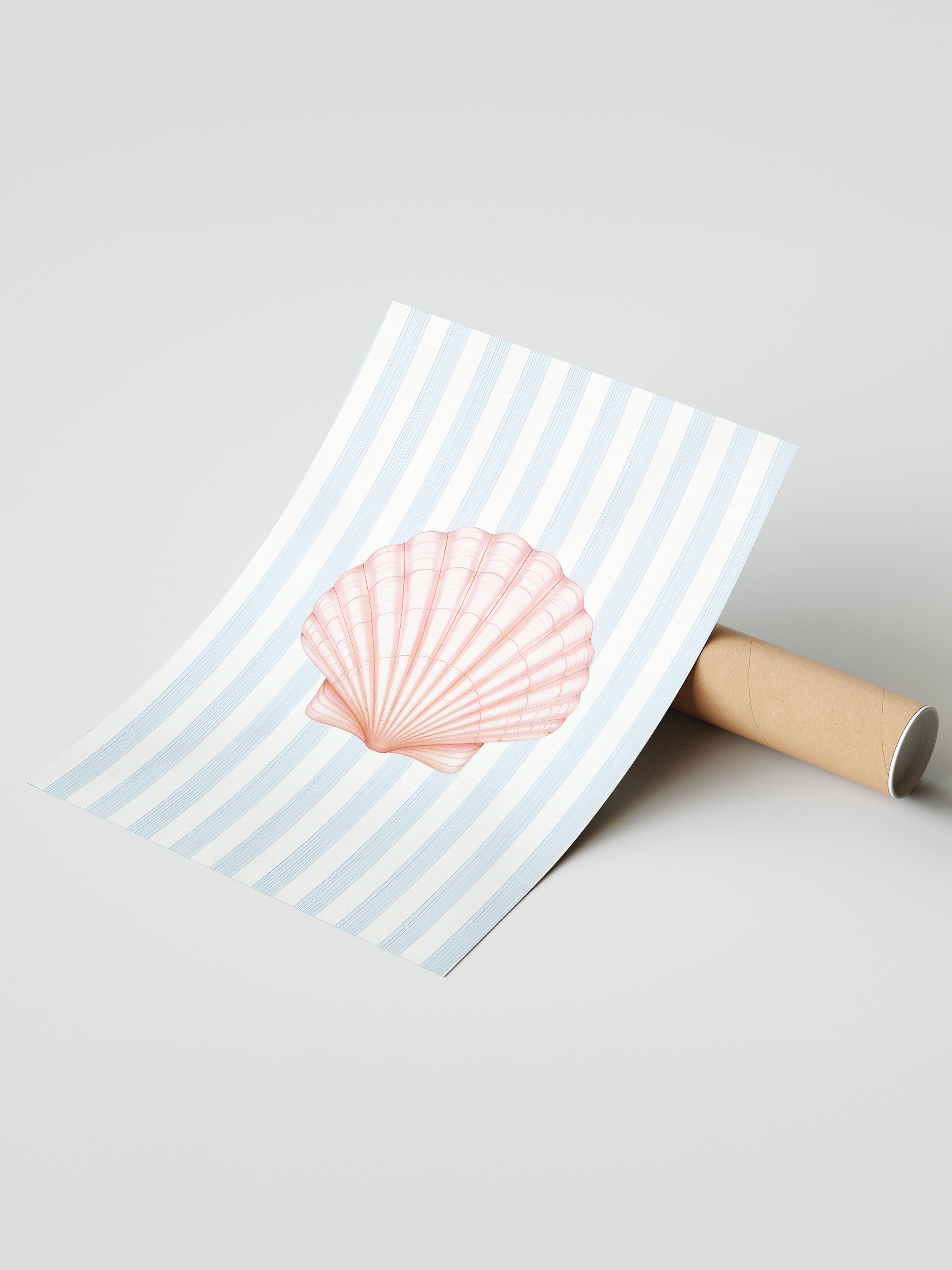 Çerçevesiz Duvar Posteri, Pembe Deniz Kabuğu, İllüstrasyon, Pembe Renk Poster, 2025 Yaz Seçkisi, NO:109520