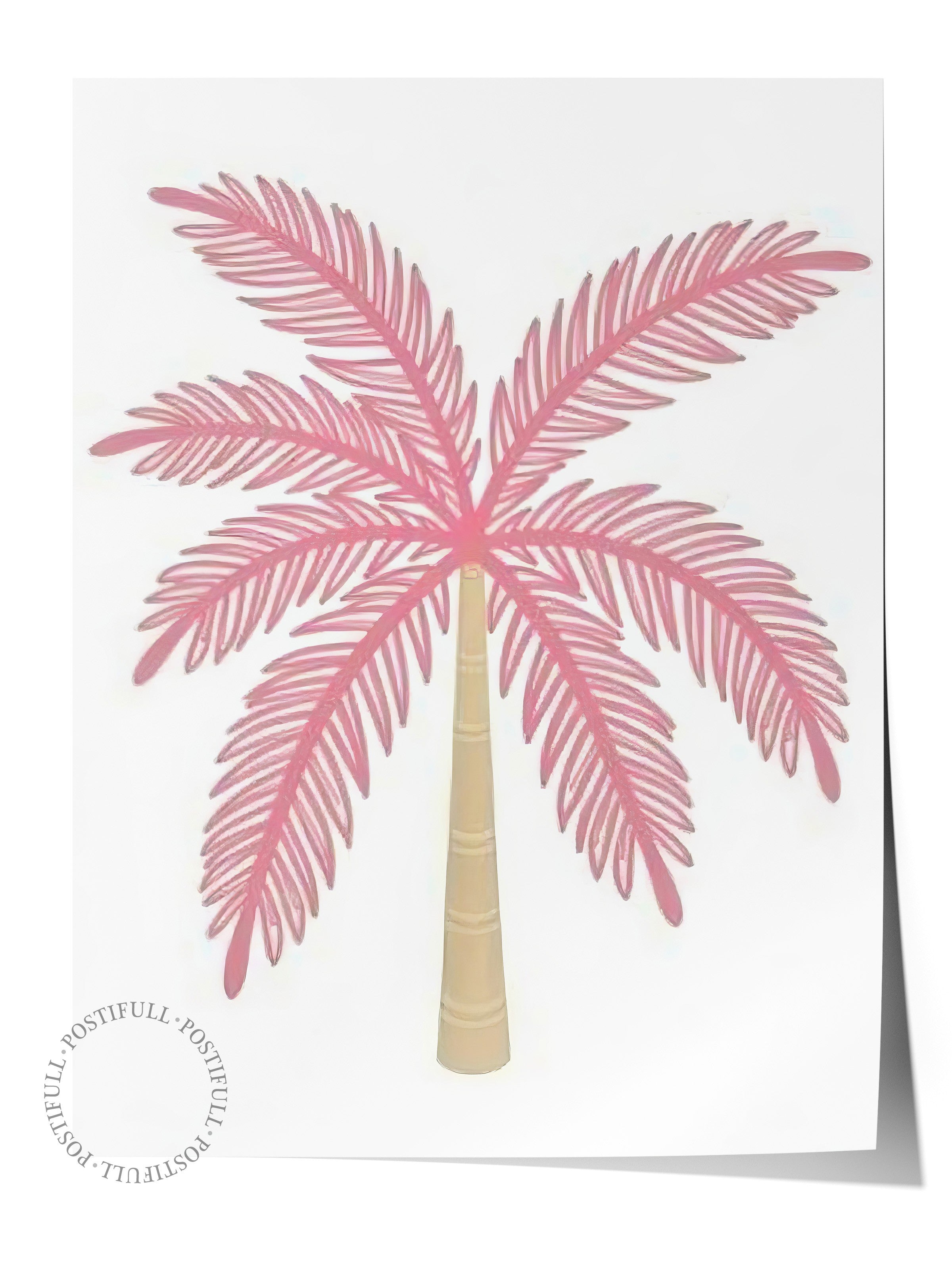 Çerçevesiz Duvar Posteri, Pembe Palmiye Ağacı, İllüstrasyon, Pembe Renk Poster, 2025 Yaz Seçkisi, NO:109507